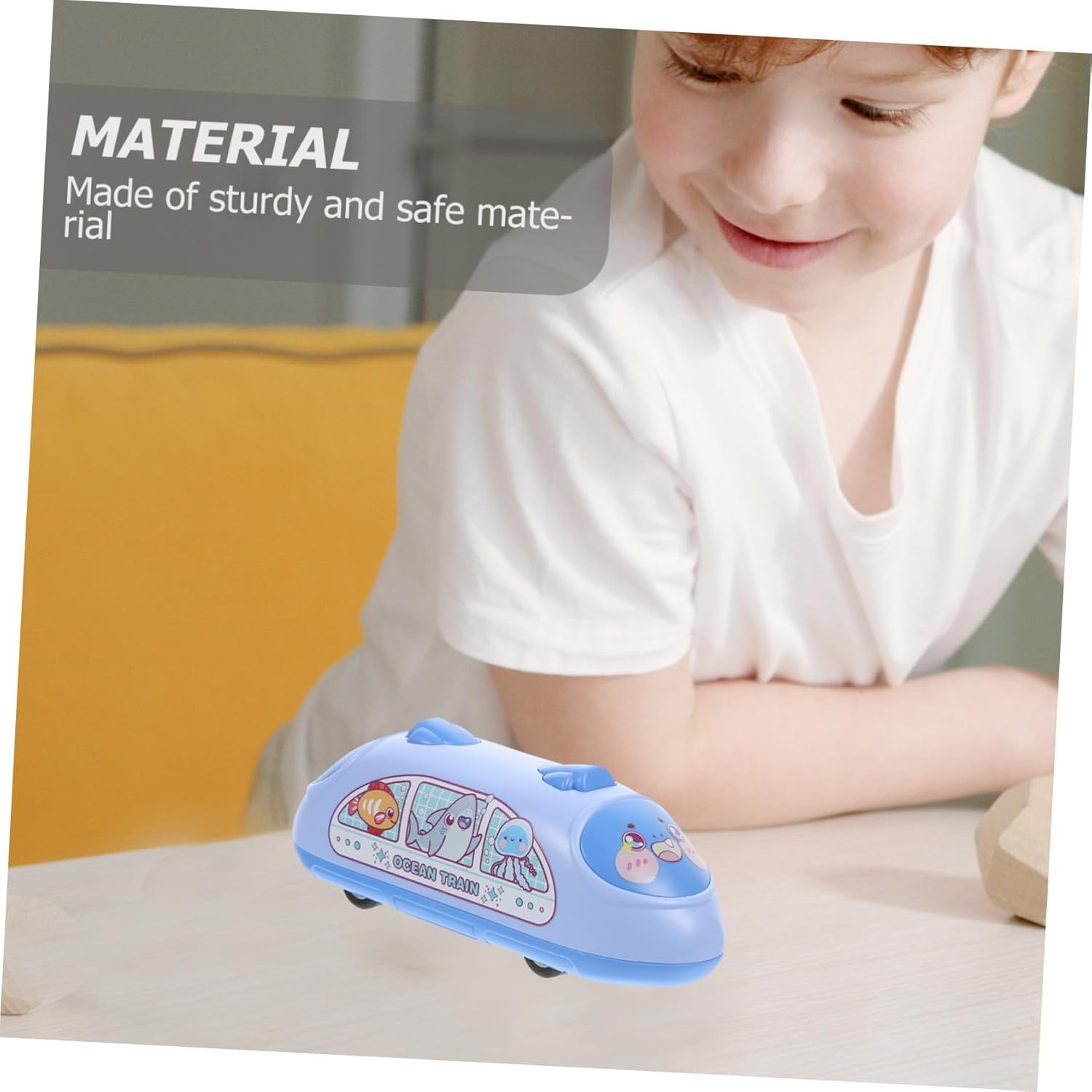 Children's inertia pull back car toy-high-speed railway model toy-blue