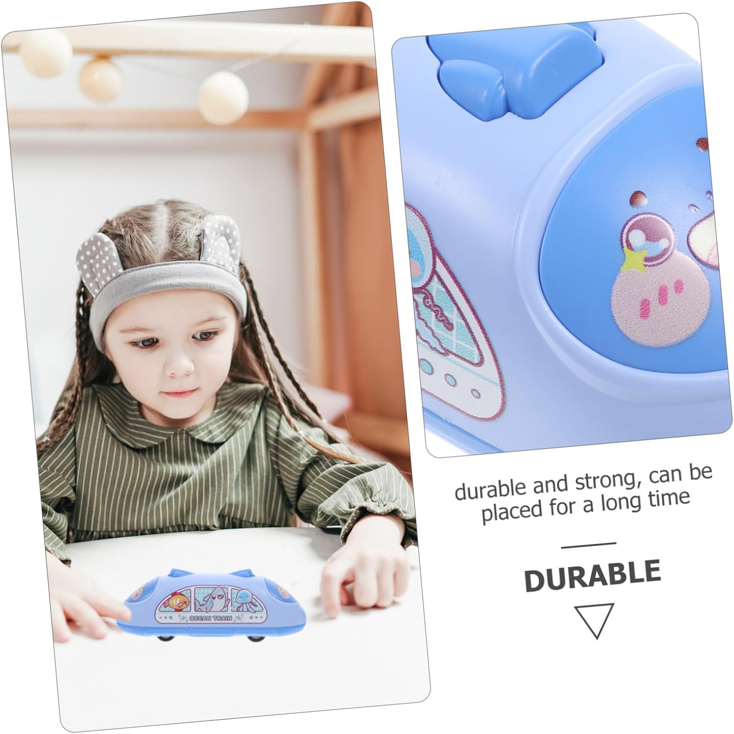 Children's inertia pull back car toy-high-speed railway model toy-blue