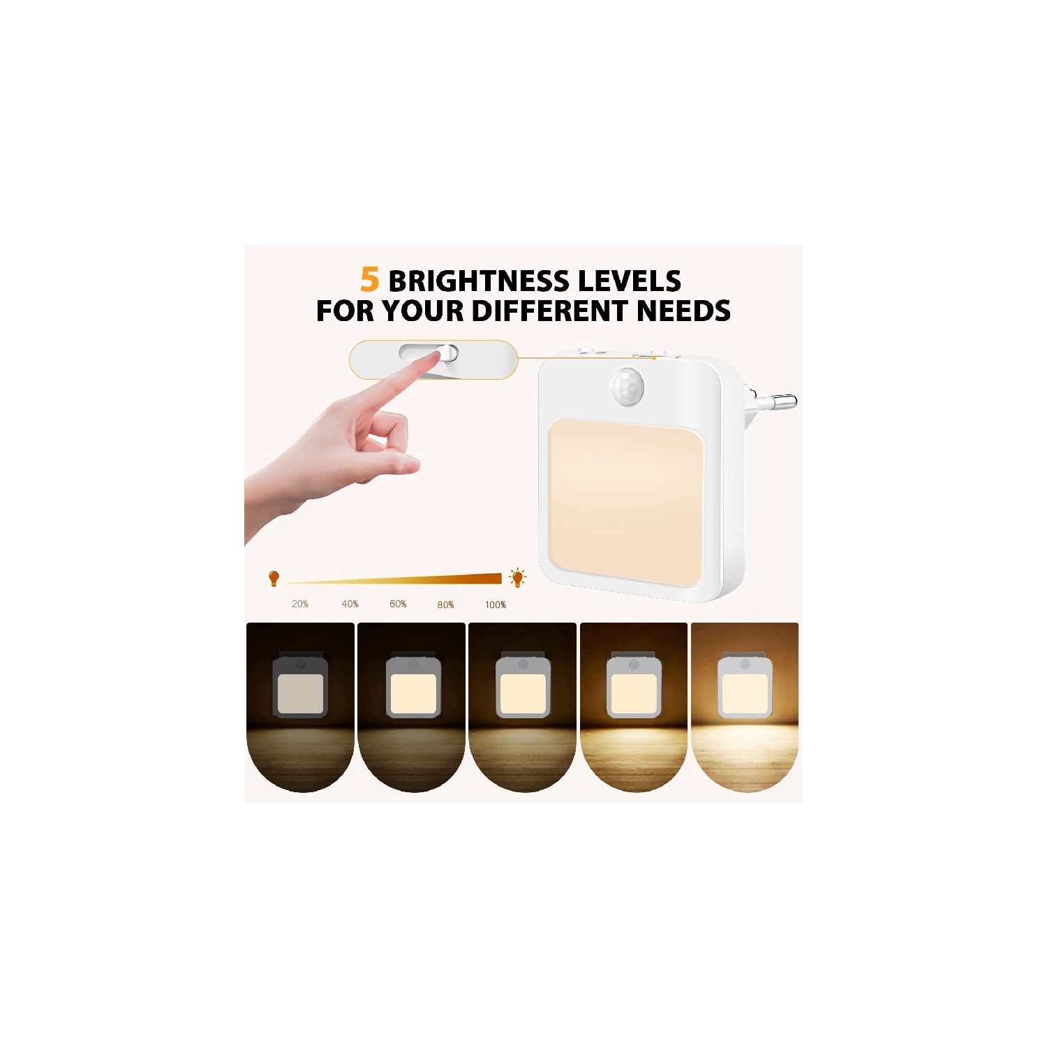 Intelligent human body induction night light丨ABS+PC material丨Human body+light dual induction丨Plug-in bedroom light丨Applicable to bedroom and study