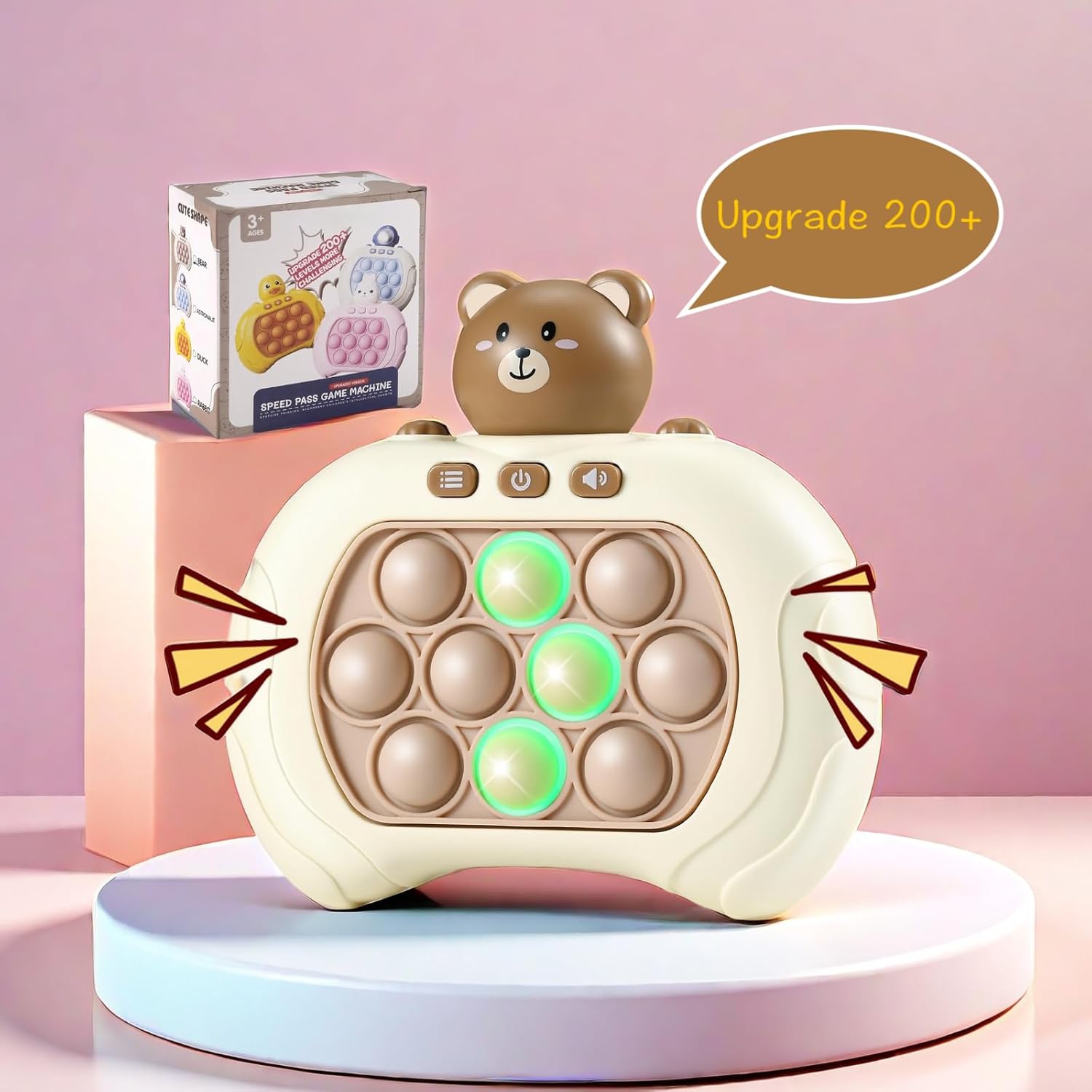 Electronic Toys - Teddy Bear Squeeze Toys Click & Play Whack-a-Mole Toys Quick Push Game Console