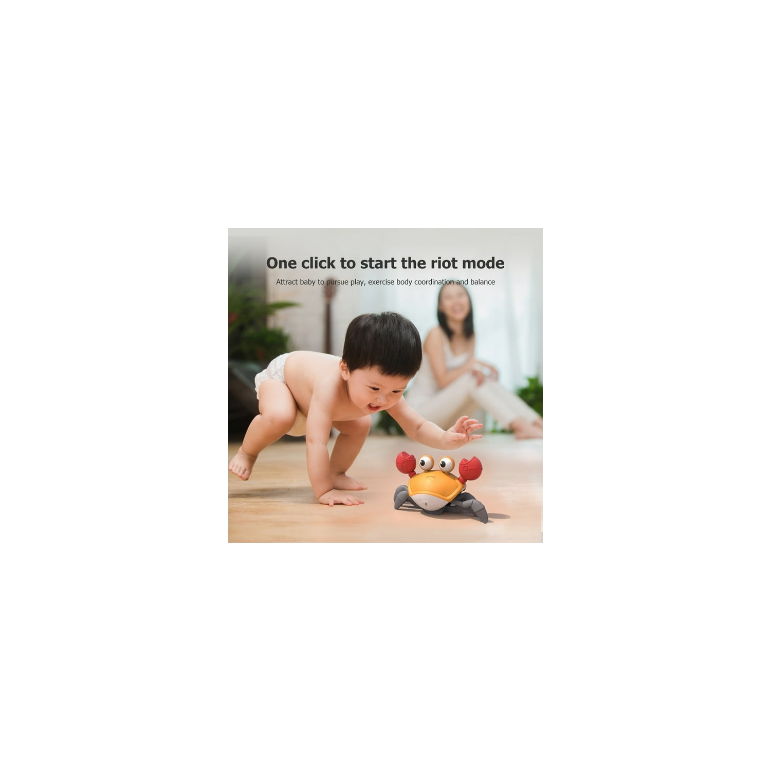 Crawling Crab Toy with Music Control, Tummy Time, Interactive Walking Dancing Toy, Fun Birthday Gift Entertainment for Boys Girls Pets Dogs - Orange