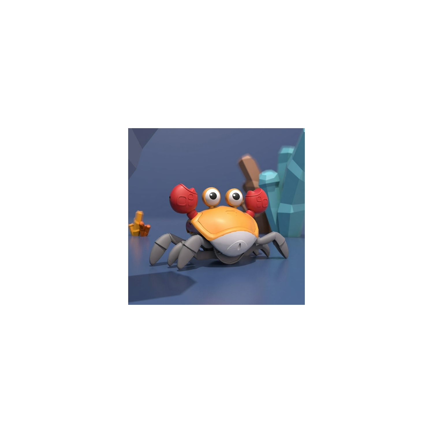 Crawling Crab Toy with Music Control, Tummy Time, Interactive Walking Dancing Toy, Fun Birthday Gift Entertainment for Boys Girls Pets Dogs - Orange