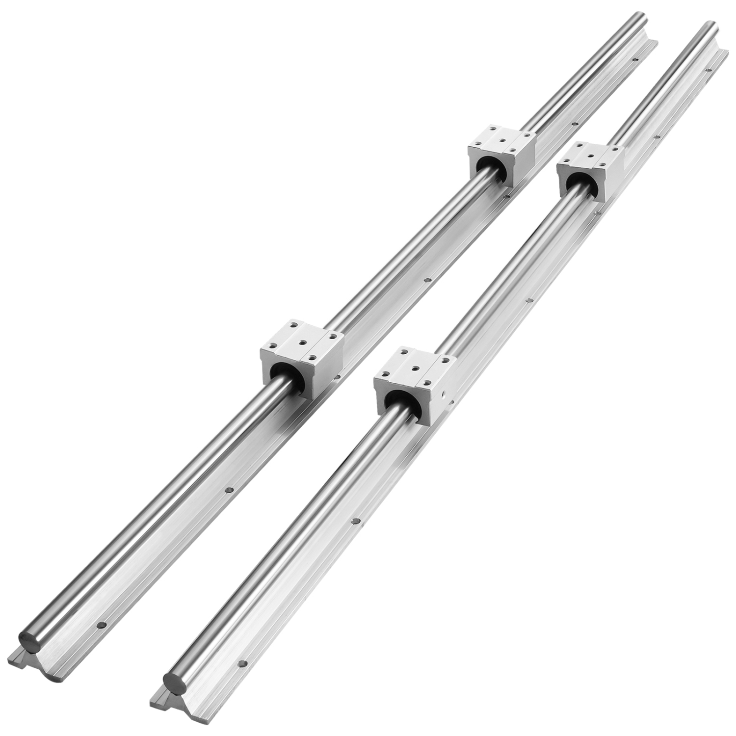 VEVOR SBR20 800mm Linear Guide Rail Set, 2 PCS 31.5 in/800 mm SBR20 Guide Rails and 4 PCS SBR20UU Slide Blocks, Linear Rails and Bearings Kit for