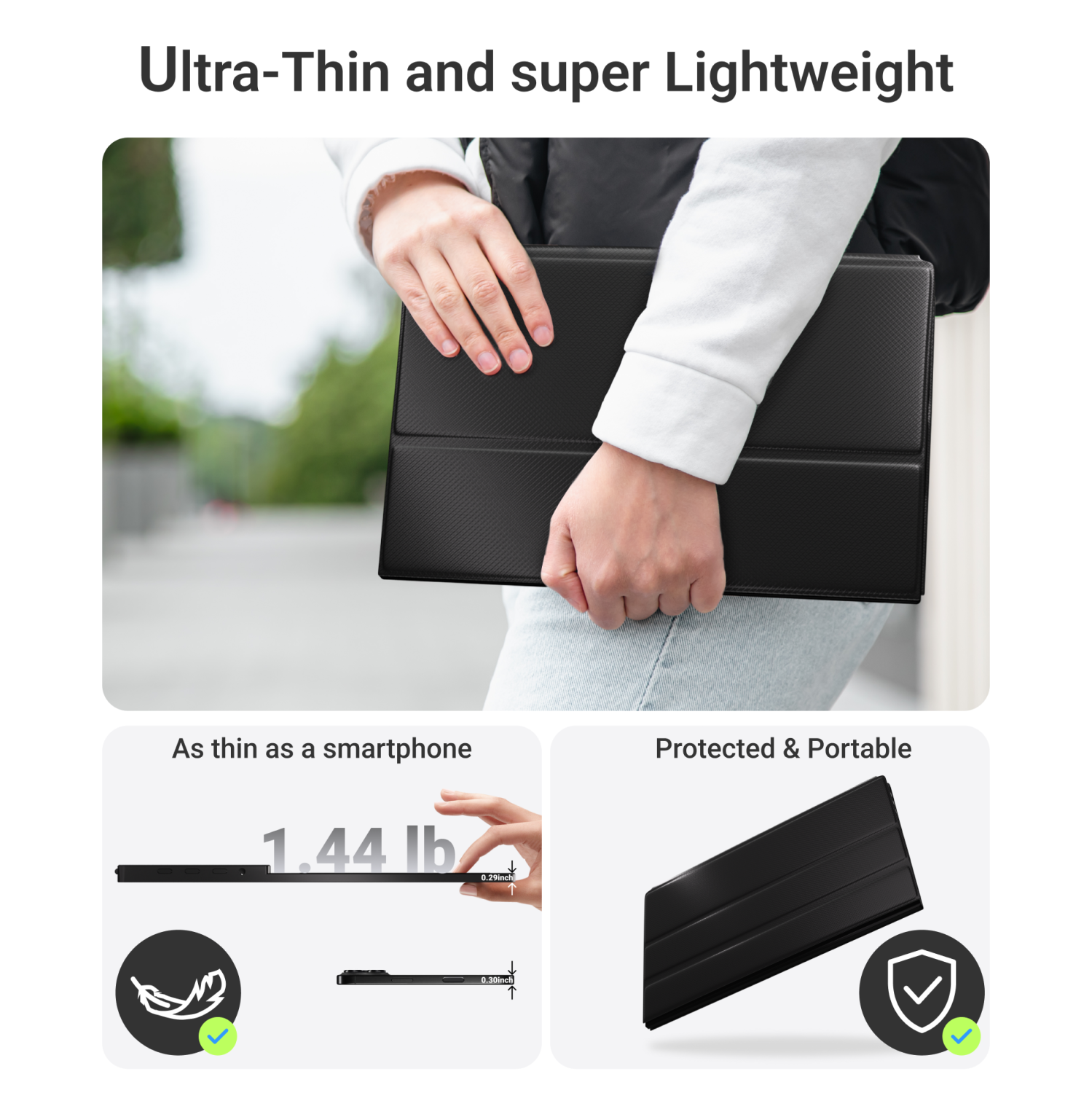 Moniteur portatif d'Ingnok, moniteur FHD 15p IPS 1080,6&nbsp;po avec port USB-C HDMI, écran portatif pour portable Mac PC Phone Switch PS5,