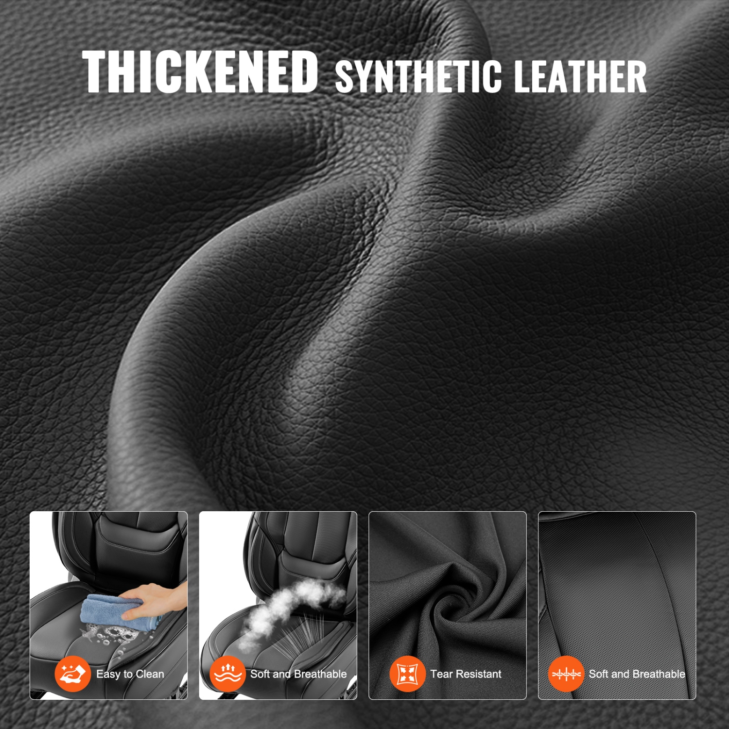 VEVOR Seat Covers, Universal Car Seat Covers Full Set Seats, Front and Rear Seat, 13pcs Faux Leather Seat Cover, Full Enclosed Design, Detachable