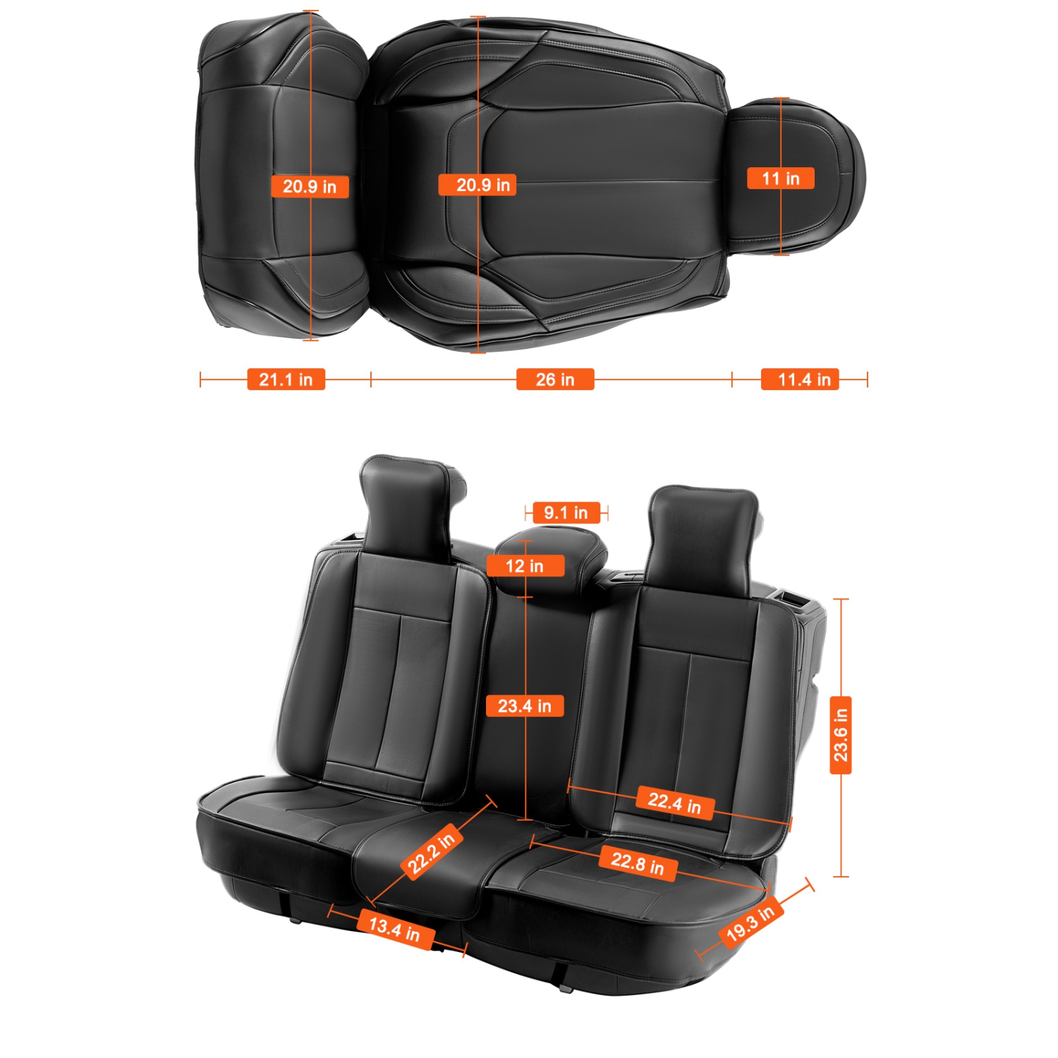 VEVOR Seat Covers, Universal Car Seat Covers Full Set Seats, Front and Rear Seat, 13pcs Faux Leather Seat Cover, Full Enclosed Design, Detachable