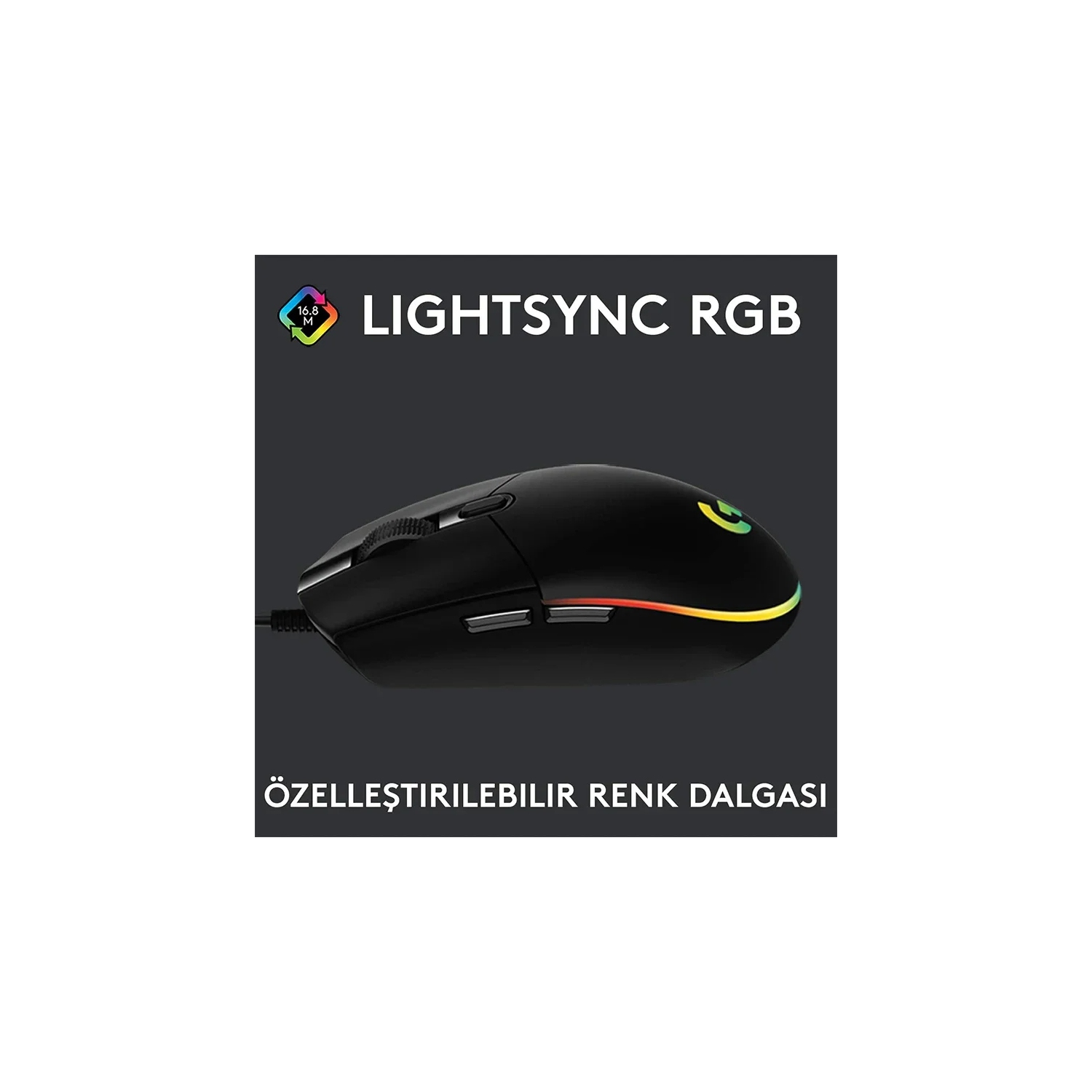 Souris de jeu USB avec fil G102 de Logitech Écran à effet optique arc-en-ciel 8000&nbsp;ppp pour PC/Mac et portable - Noir
