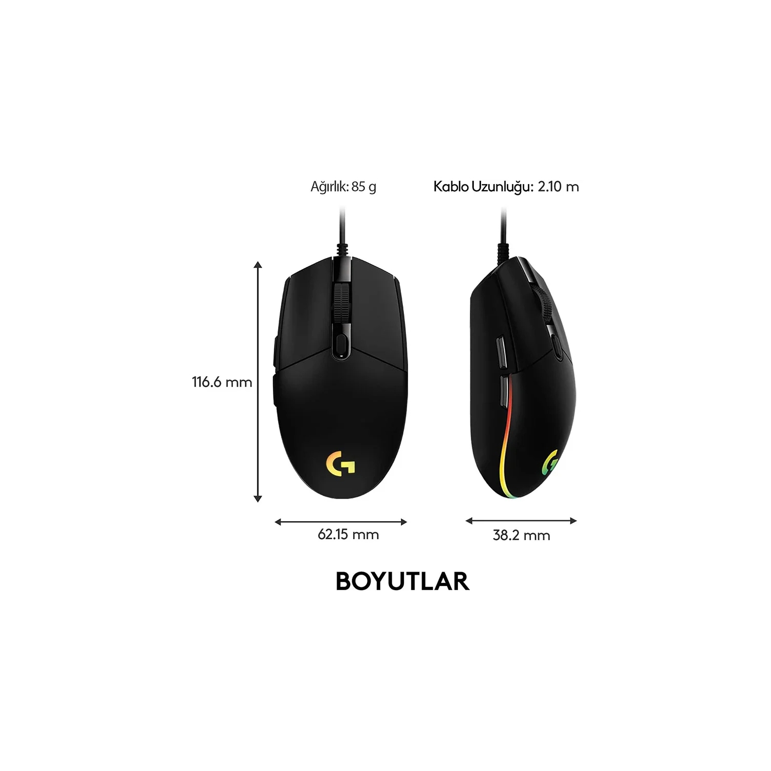 Souris de jeu USB avec fil G102 de Logitech écran optique arc-en-ciel 8000&nbsp;ppp pour PC/Mac et portable - Blanc