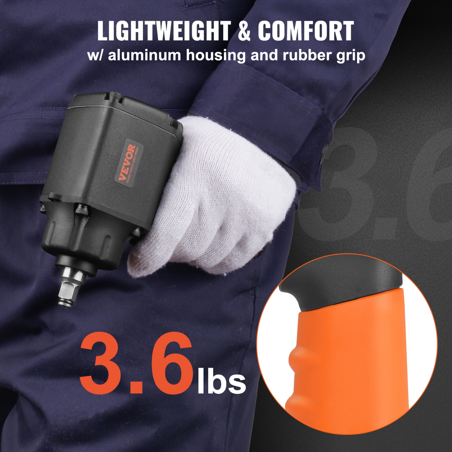 VEVOR 3/8-Inch Air Impact Wrench, Drive Air Impact Gun, Up to 690ft-lbs Nut-busting Torque, Lightweight Pneumatic Impact Wrench for
