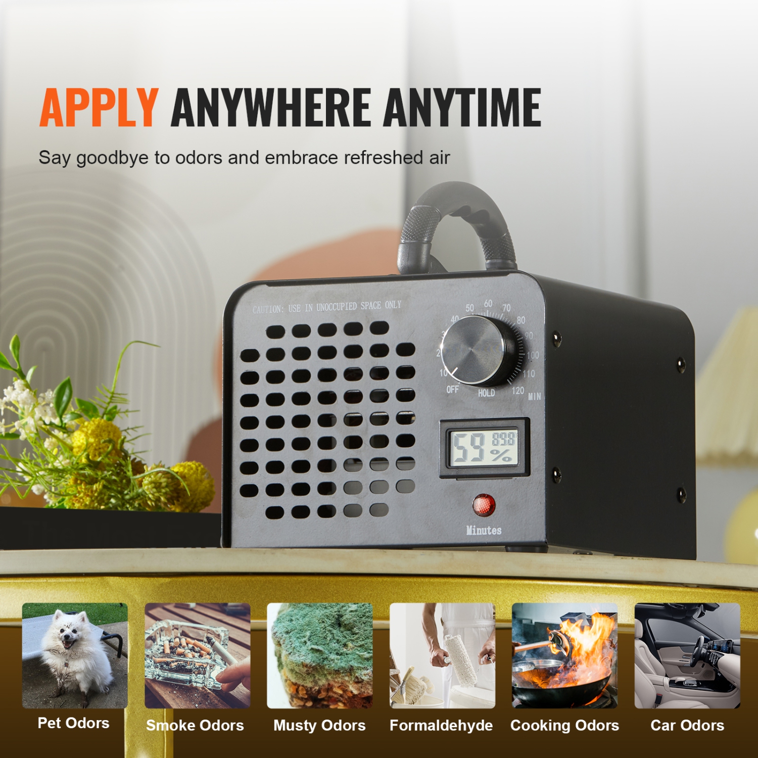 VEVOR 24000mg/h Ozone Machine Odor Remover,High Capacity Commercial/Industrial Ozone Generator Machine,Home Air Ionizers Deodorizer with 0-120 min