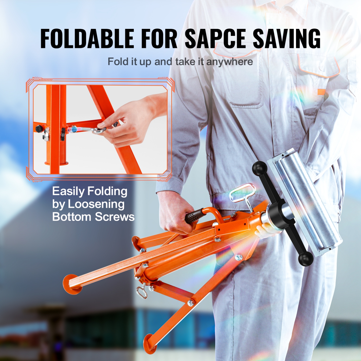 VEVOR Roller Stand, Heavy Duty 2500 LBS Load Capacity, 27.6"-52" Height Adjustable, 45# Steel Folding Roller Support Stand for Long Boards, Metal