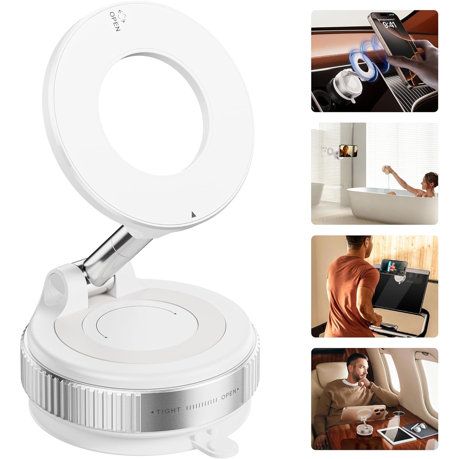 Strong Magnetic Car Phone Holder for MagSafe Ultra Vacuum Suction Cup Phone Mount 360° Cell Phone Holders for Your Car Accessories for iPhone 16 15