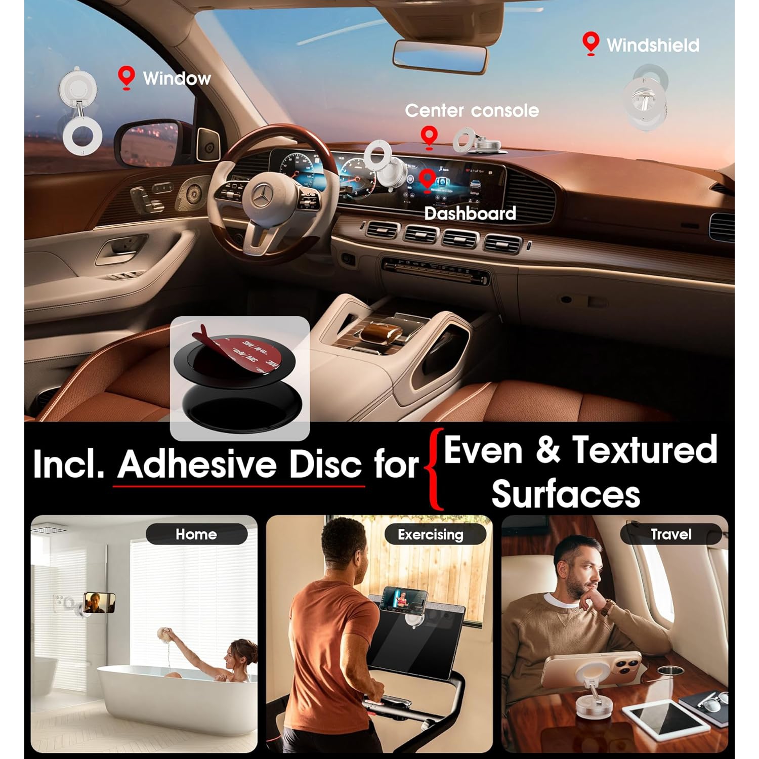 Strong Magnetic Car Phone Holder for MagSafe Ultra Vacuum Suction Cup Phone Mount 360° Cell Phone Holders for Your Car Accessories for iPhone 16 15