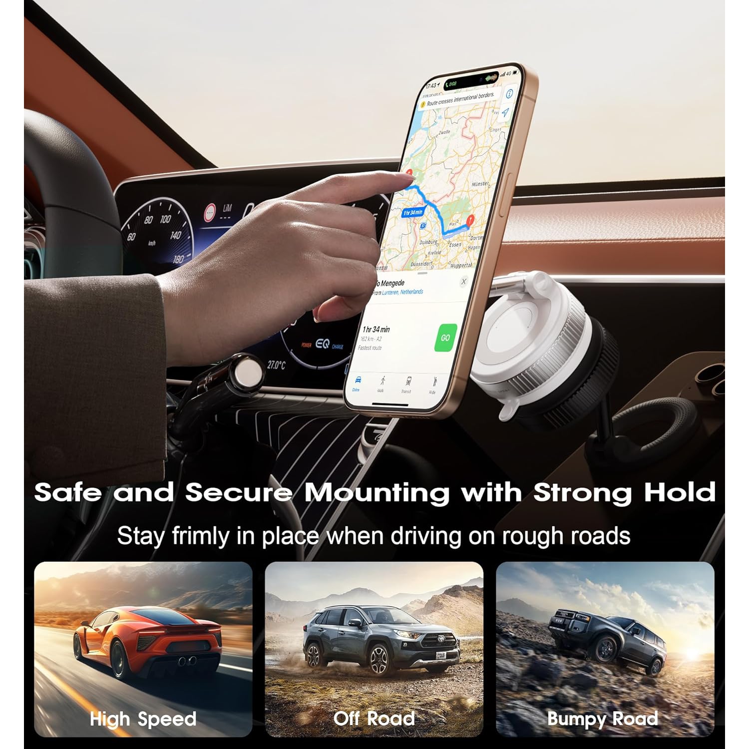 Strong Magnetic Car Phone Holder for MagSafe Ultra Vacuum Suction Cup Phone Mount 360° Cell Phone Holders for Your Car Accessories for iPhone 16 15