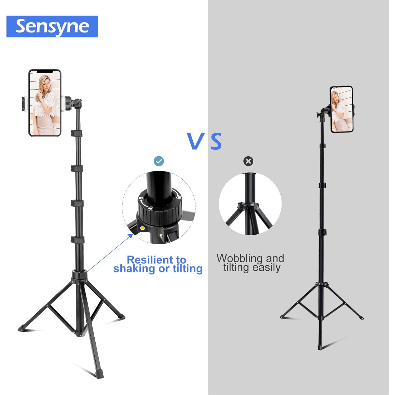67" Phone-Tripod, Extendable Cell Phone Tripod Stand & Selfie Stick with Wireless Remote and Phone Holder, Compatible with iPhone Android Phone,