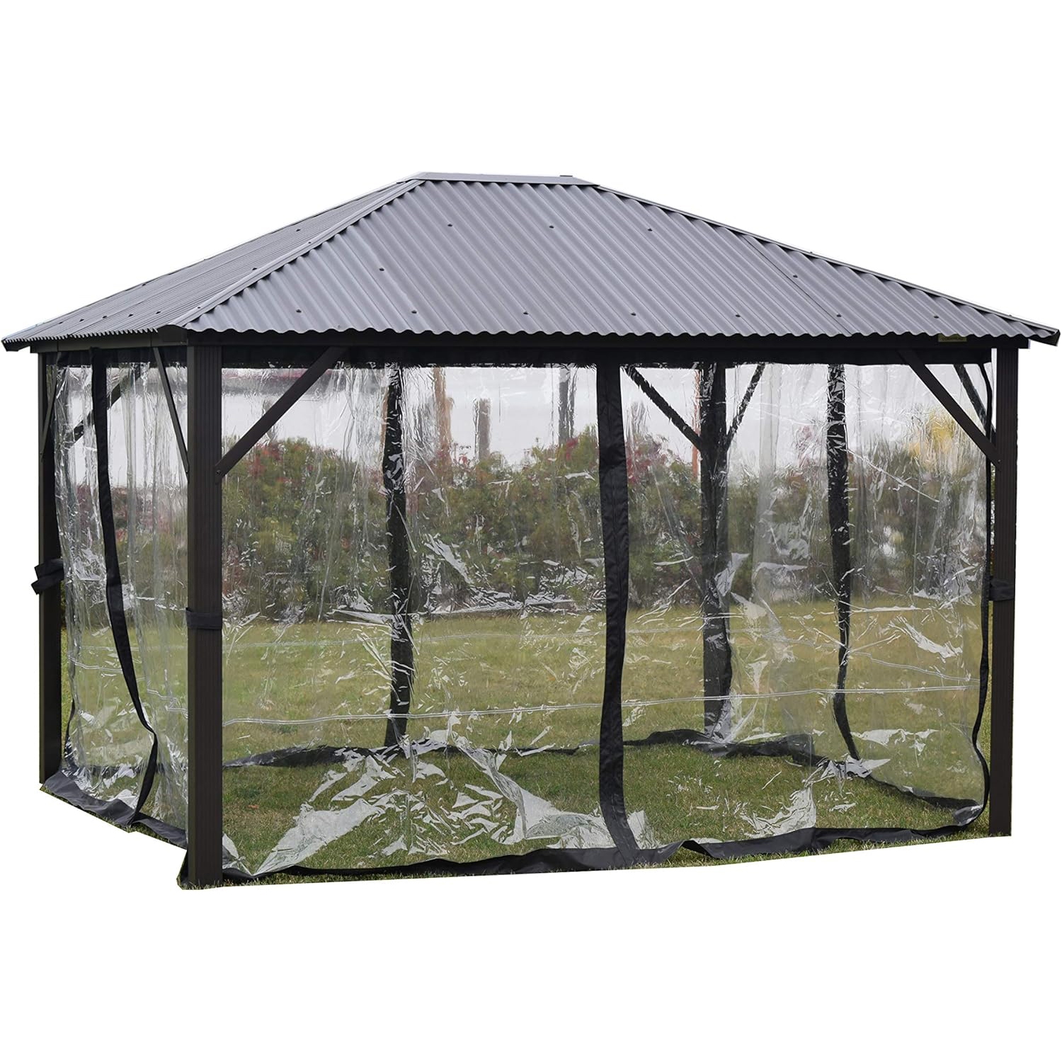 F. Corriveau International – Rideau en mica transparent pour abri de jardin, 12 x 14 pi, transparent