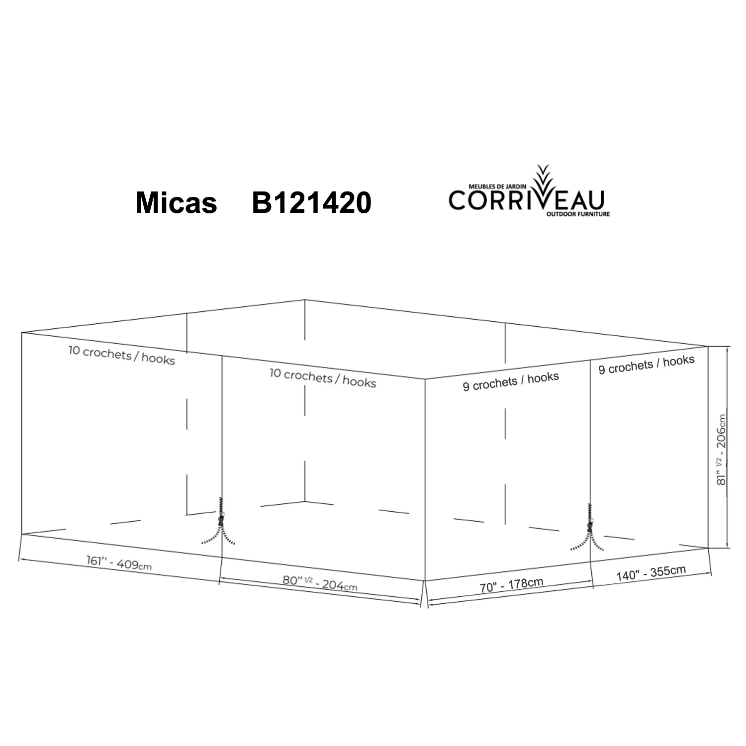 F. Corriveau International – Rideau en mica transparent pour abri de jardin, 12 x 14 pi, transparent