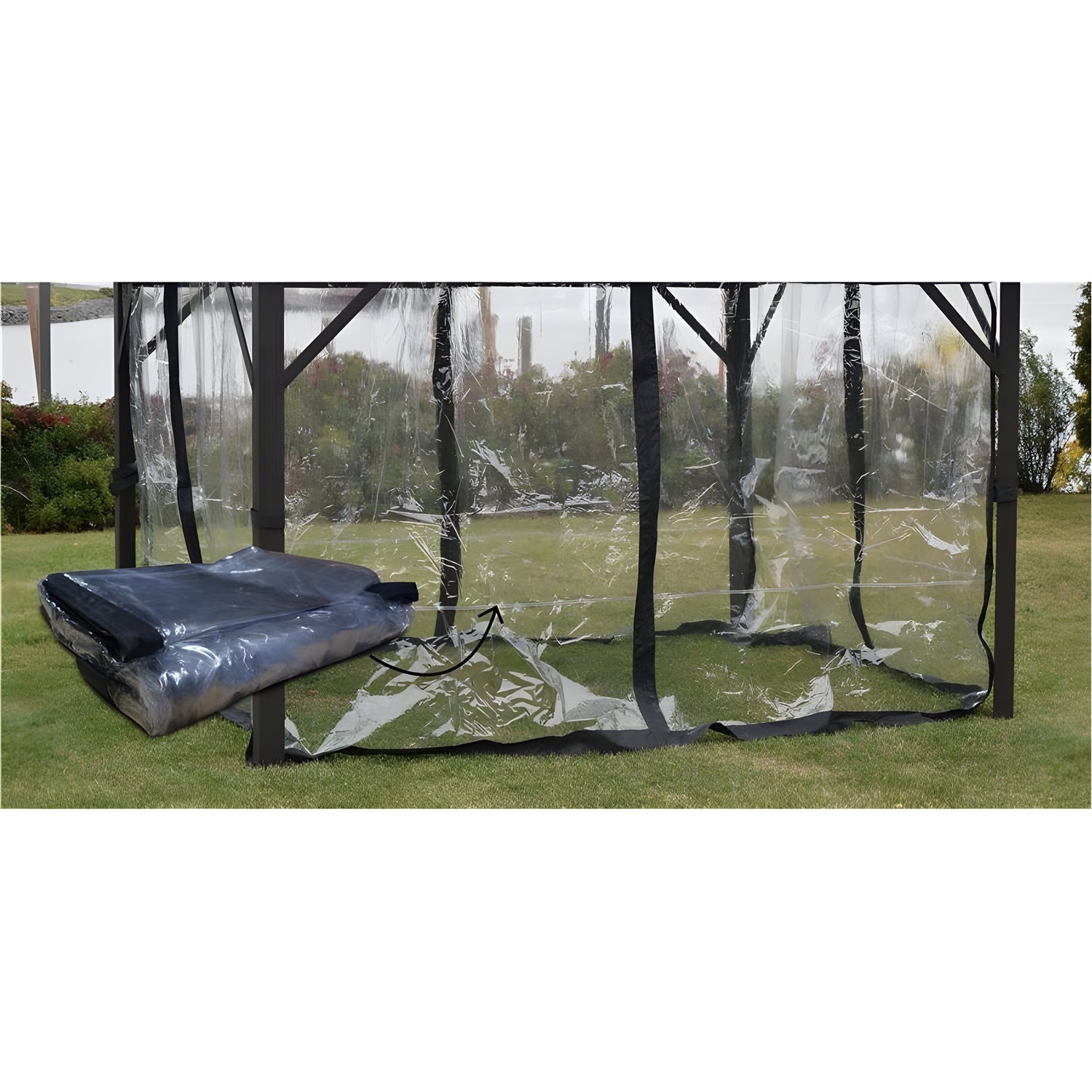 F. Corriveau International – Rideau en mica transparent pour abri de jardin, 12 x 14 pi, transparent