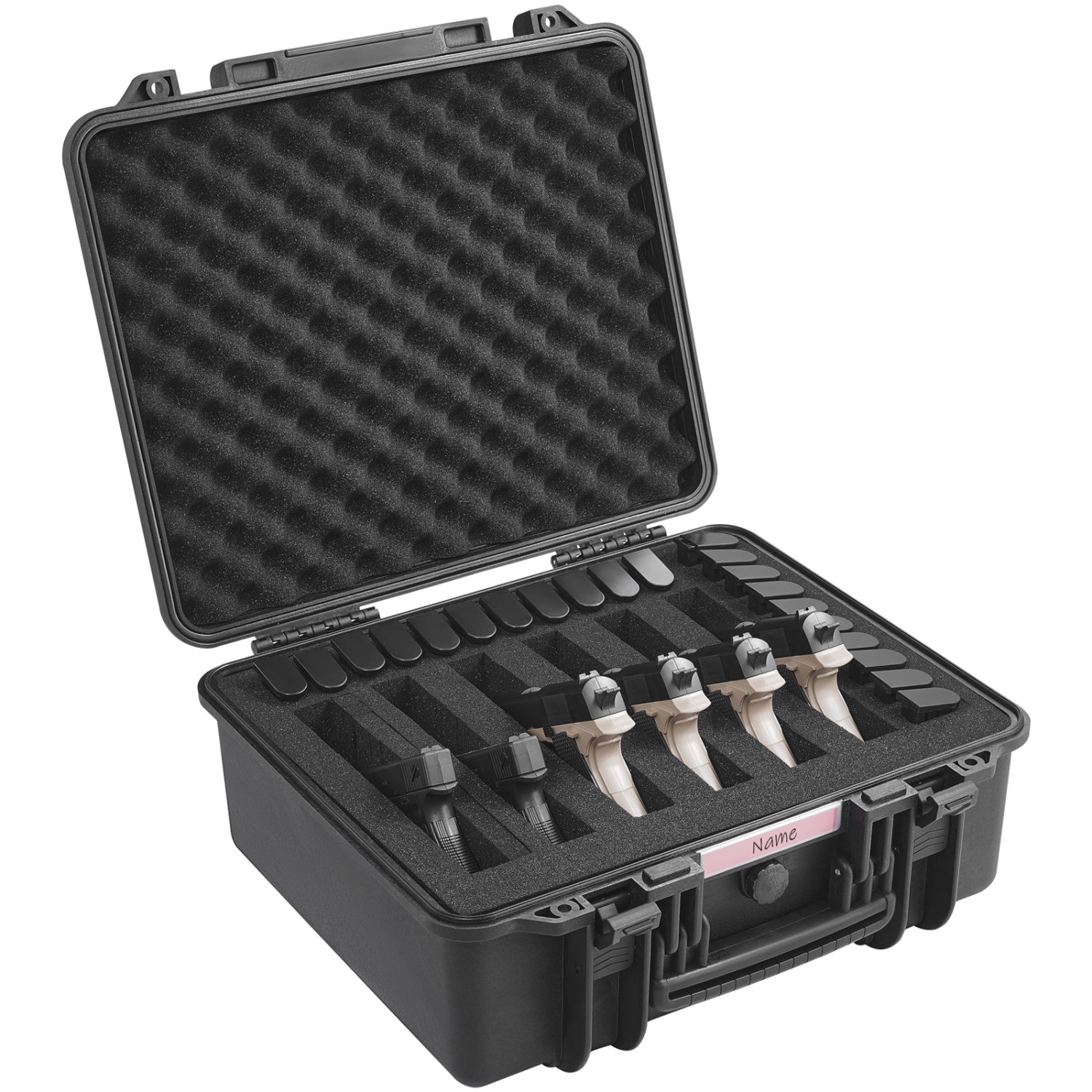 VEVOR 19.3×17.1×8.3 in Hard Pistol Cases with Pre-cut PU Foam, Waterproof & Dustproof Hard Gun Case for 6 Pistol, Lockable Pistol Case, Black