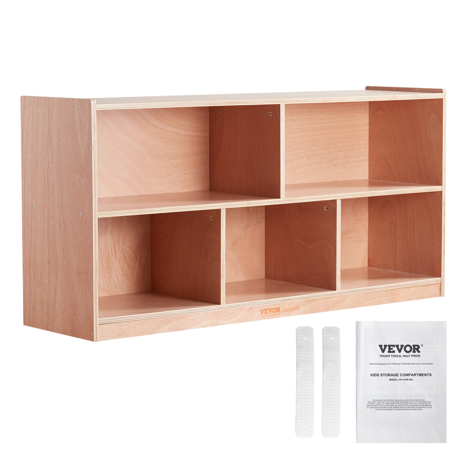 VEVOR 5-Compartment Cubby Mobile Tray Storage Cabinet, Cubby Storage Shelf, Cubby Storage Cabinet 2-shelf, Classroom Cubbies, Classroom Furniture for