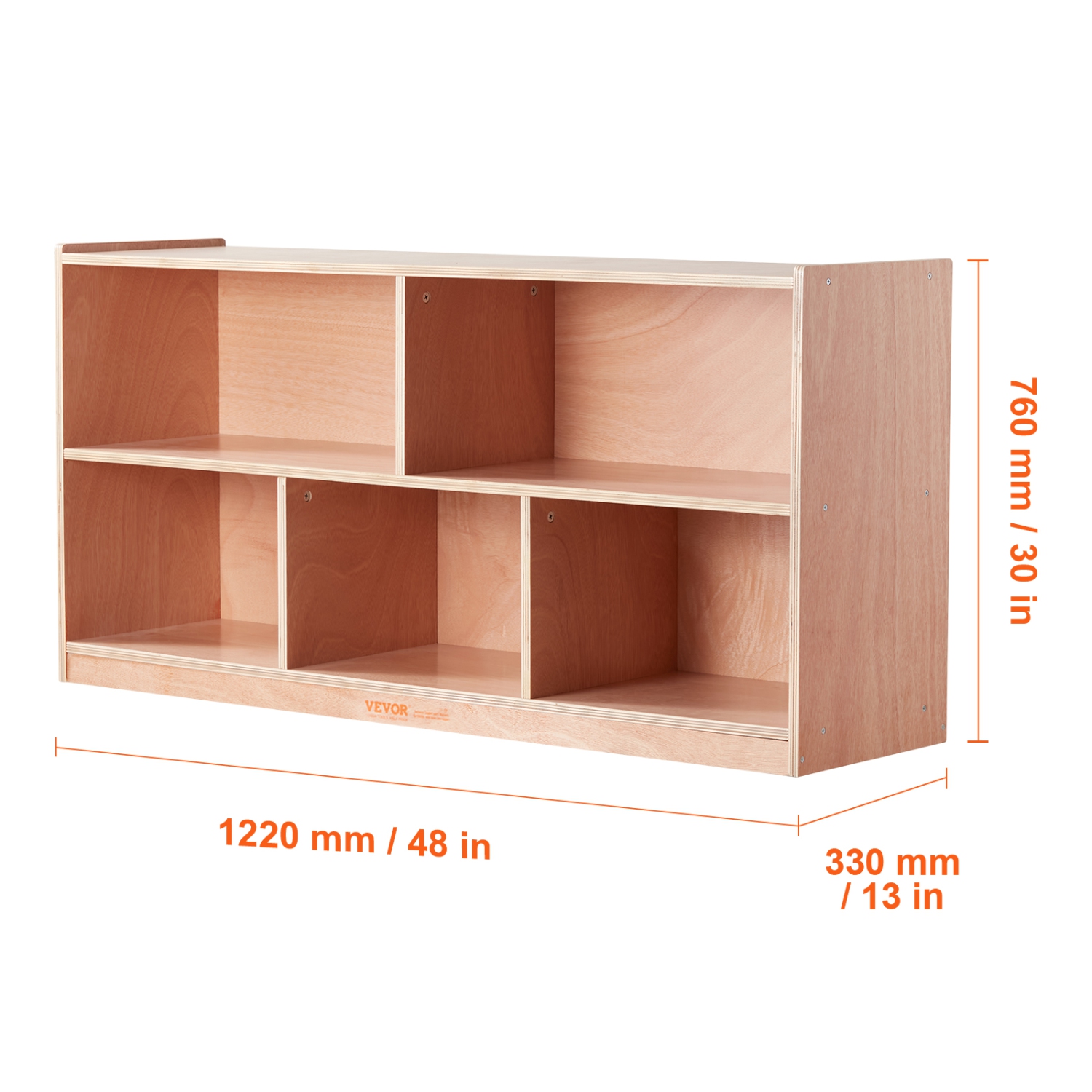 VEVOR 5-Compartment Cubby Mobile Tray Storage Cabinet, Cubby Storage Shelf, Cubby Storage Cabinet 2-shelf, Classroom Cubbies, Classroom Furniture for