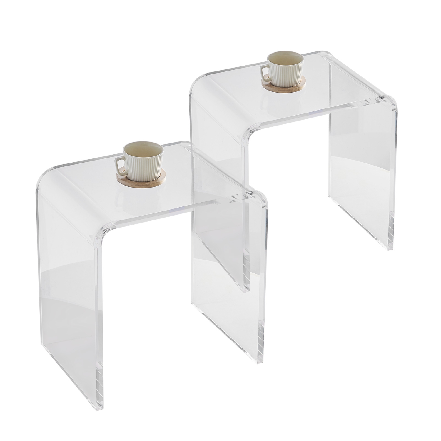VEVOR 2 pcs Acrylic End Table, C-Shaped Lucite Side Tables, Clear Acrylic Side Table for Drink, Food, Snack used in Living Room, Bedroom, and Study
