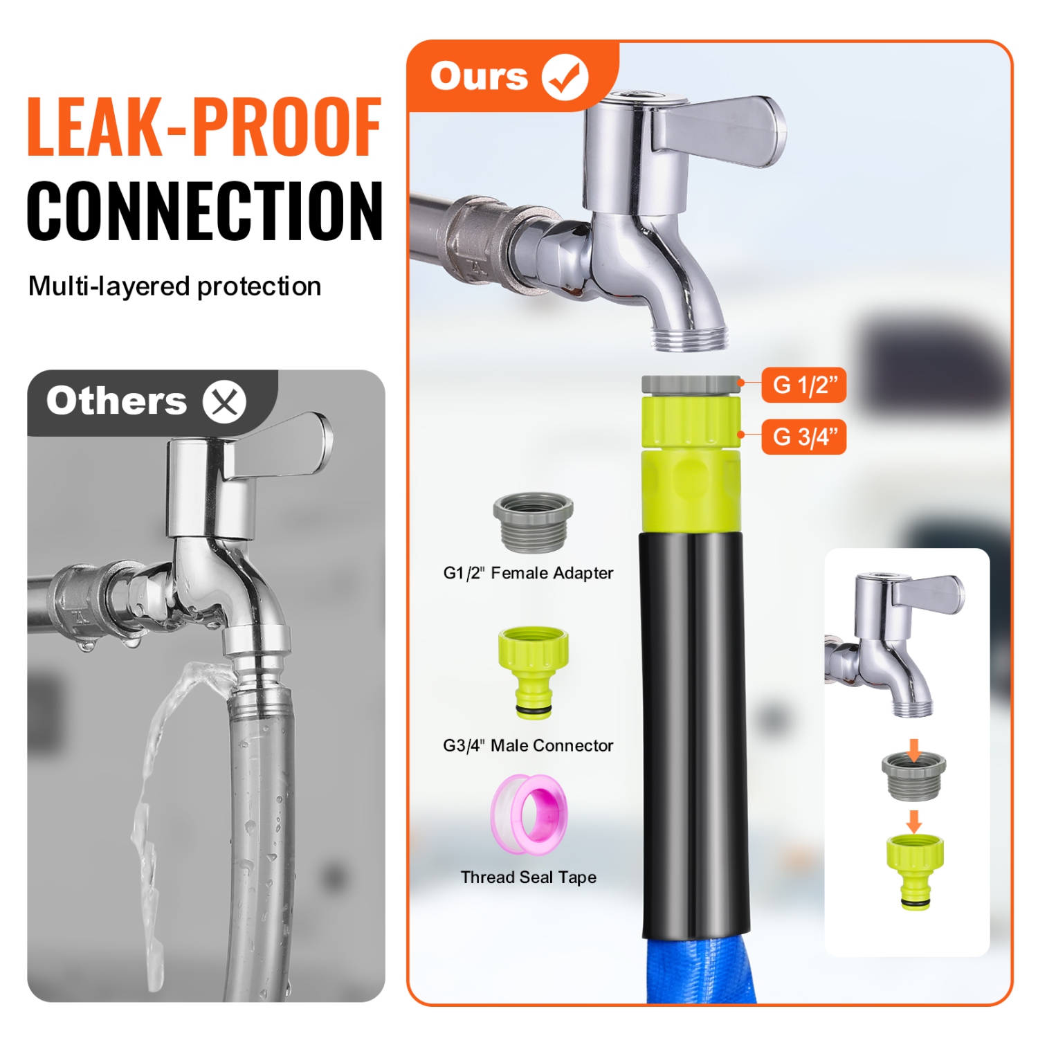 Tuyau d'eau chauffé VEVOR 15&nbsp;pi pour VR, tuyau d'eau potable chauffé avec revêtement ondulé antigel à -45&nbsp;°F, auto-régulation automatique,