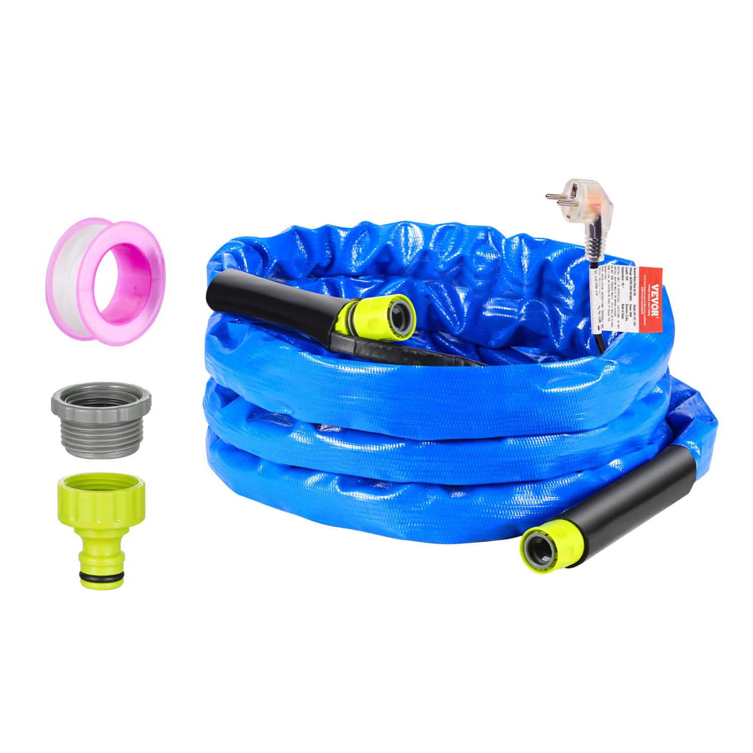 Tuyau d'eau chauffé VEVOR 15&nbsp;pi pour VR, tuyau d'eau potable chauffé avec revêtement ondulé antigel à -45&nbsp;°F, auto-régulation automatique,