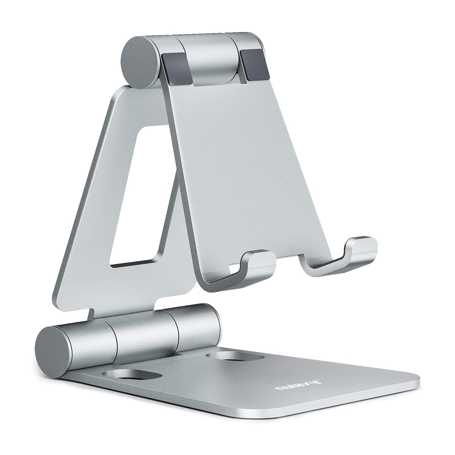 Dual Folding Cell Phone Stand, Fully Adjustable Foldable Desktop Phone Holder Cradle Dock Compatible with Phone 16 15 14 13 12 11 Pro Xs Xs Max Xr X