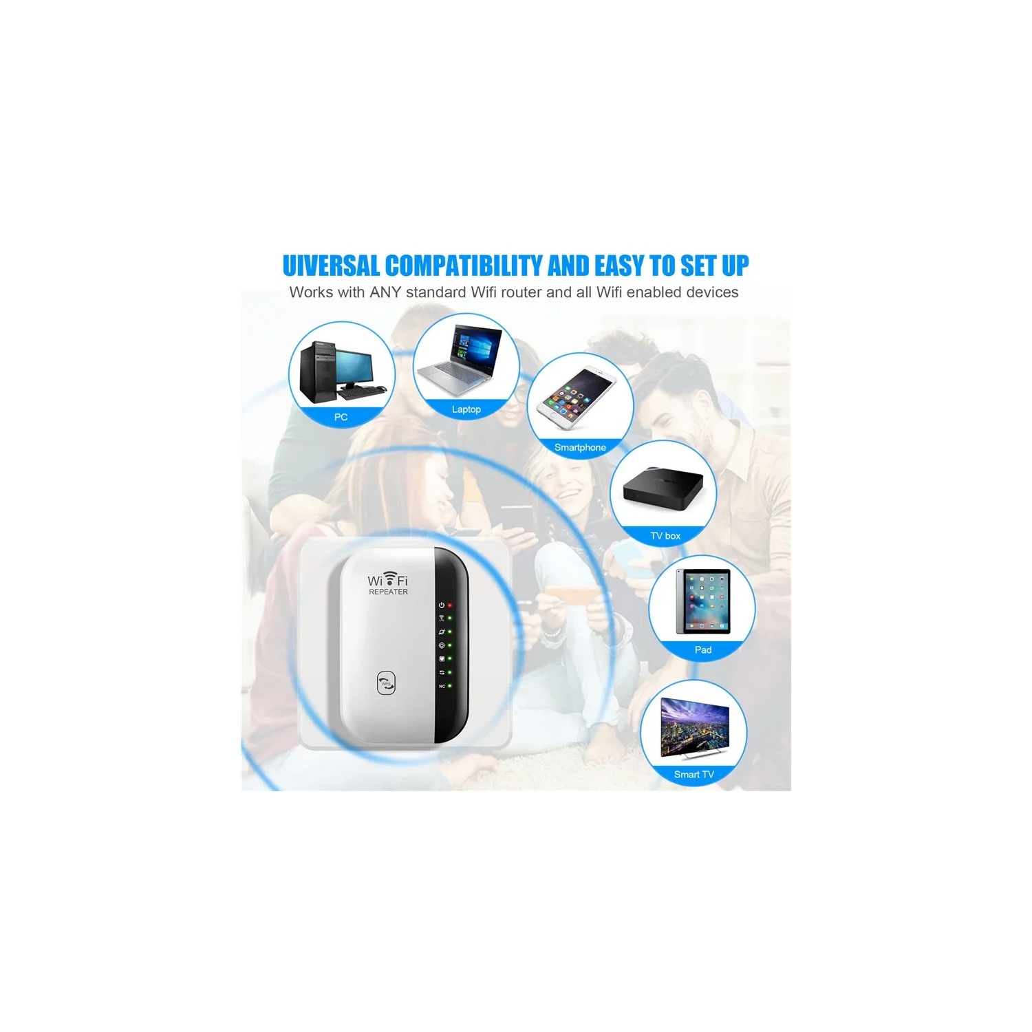 WiFi Extender Signal Booster Upto 3500sqft and 35 Devices, Wireless Internet Repeater, Wi-Fi Range Extender, Long Range Amplifier with Ethernet Port,