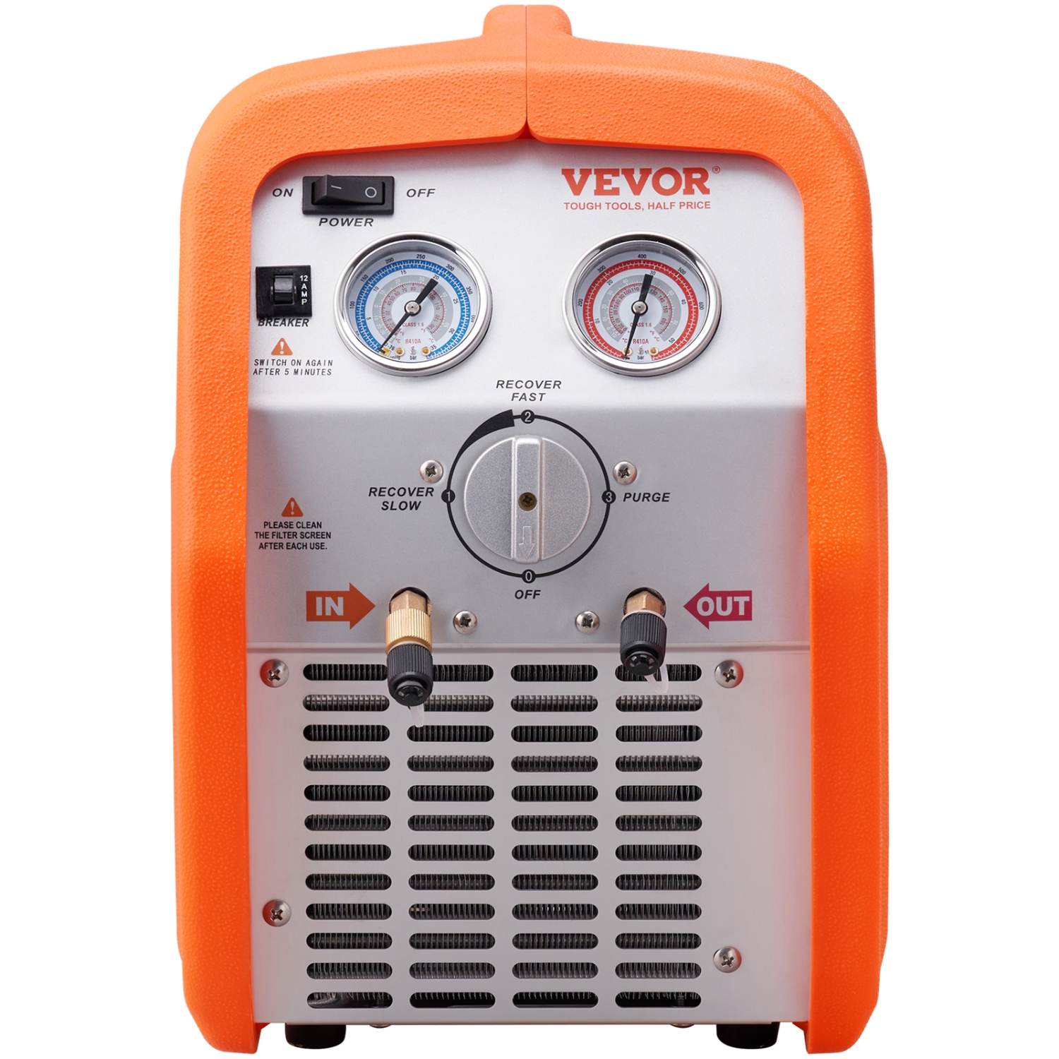 VEVOR 3/4 HP Portable Refrigerant Recovery Machine - AC Recovery Machine with High Pressure Protection 120V 60Hz Recovery Machine HVAC for Vapor
