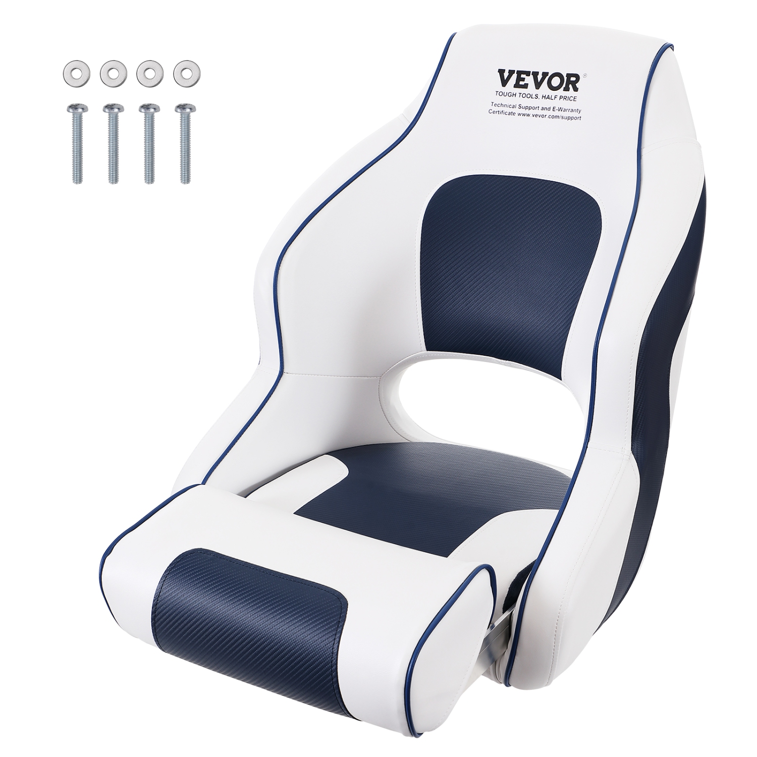 VEVOR Captain Bucket Seat Boat Seat, Flip Up Boat Seat, with Thickened Sponge Padding, Flip-up Bolster Boat Captain Chair for Fishing Boat,