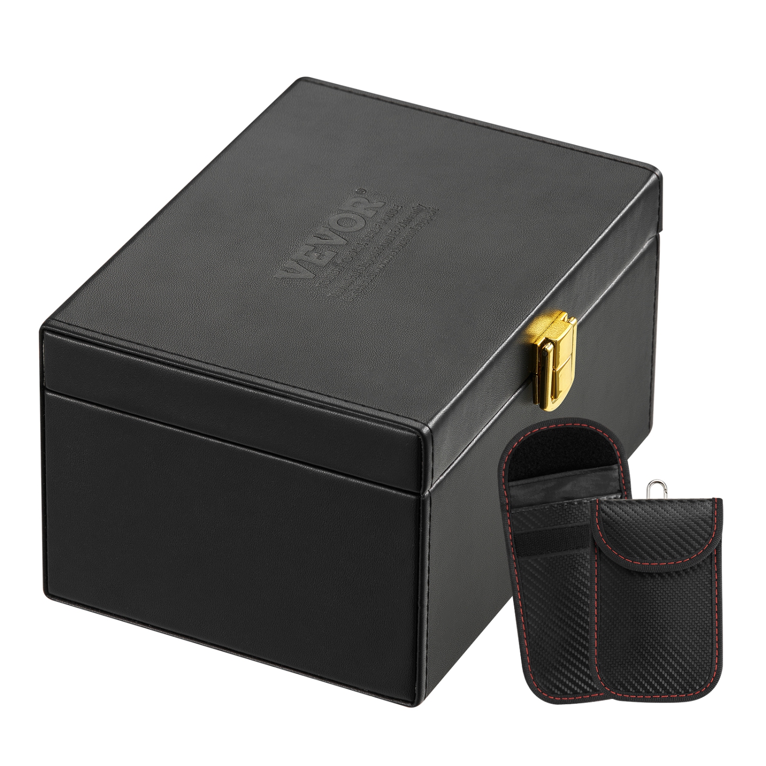 VEVOR 6.3 x 5.1 x 3.7" Faraday Box,PU Leather Signal Blocking Holde,Keyless Fob,Protector Shielding with 2 Key Bag,for WiFi, RFID, GPS, Bluetooth &