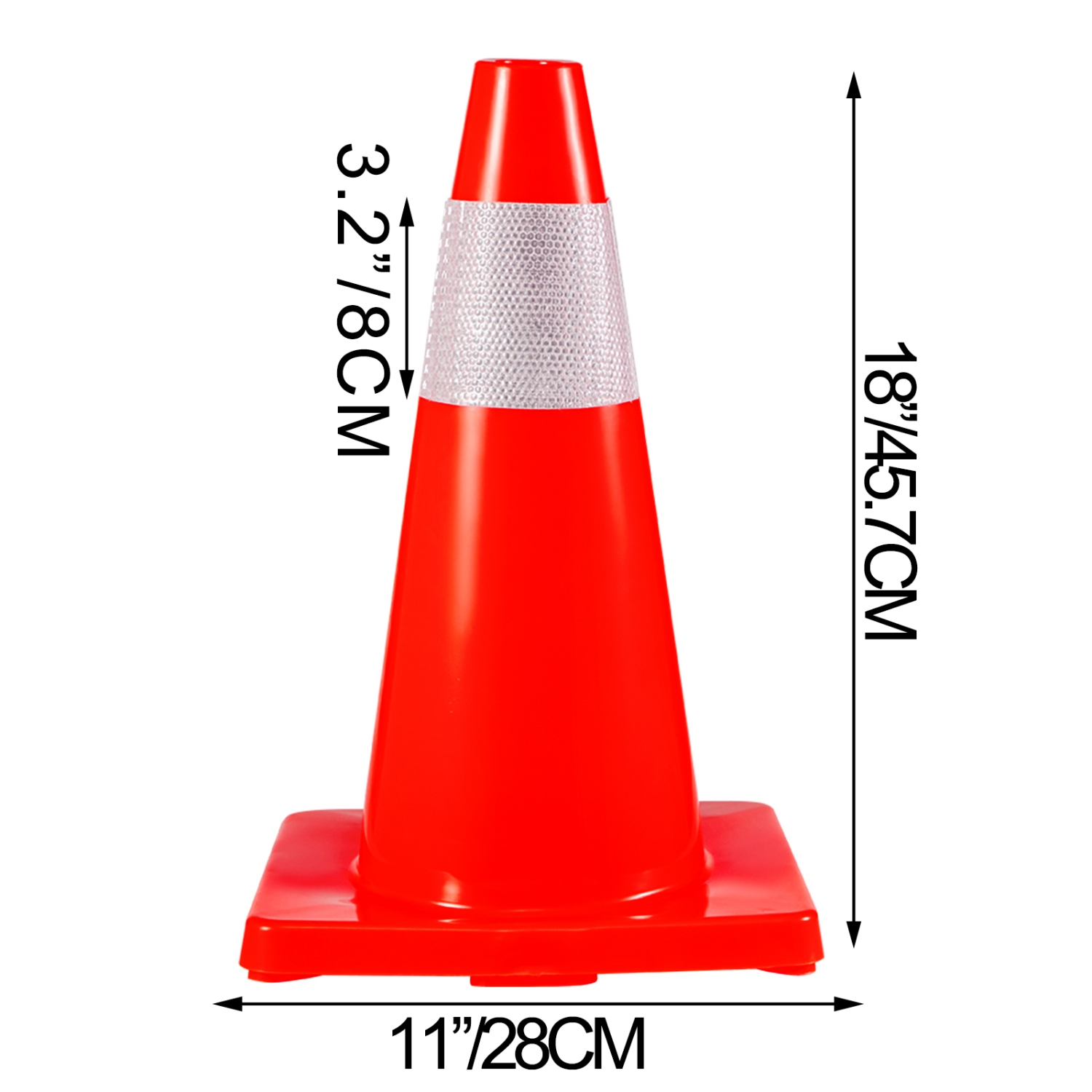VEVOR 12 Pack 18" Traffic Cones, Safety Road Parking Cones PVC Base, Orange Traffic Cone with Reflective Collars, Hazard Construction Cones for Home