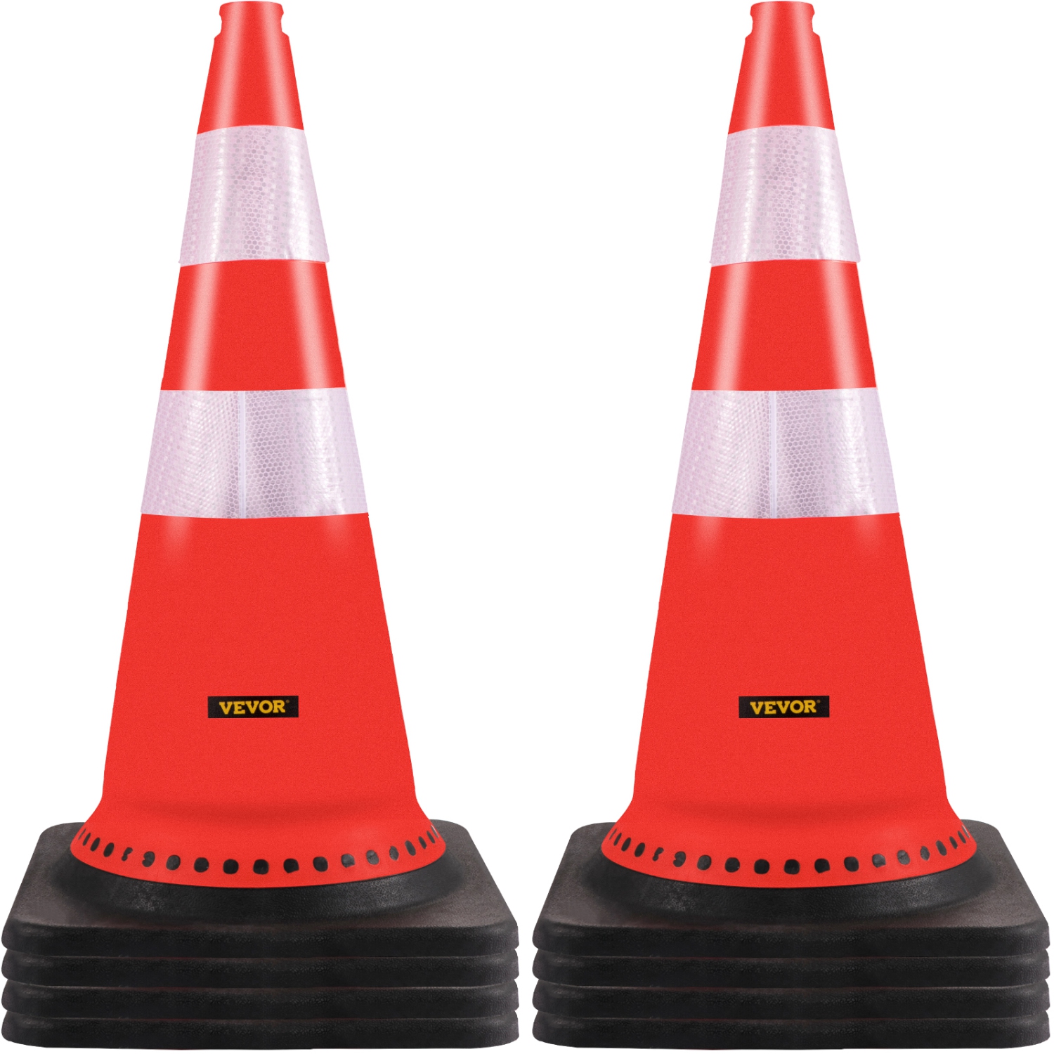 VEVOR 8 x 30" Safety Cones, PVC Orange Construction Cones, Reflective Collars Traffic Cones with Black Weighted Base Used for Traffic Control,