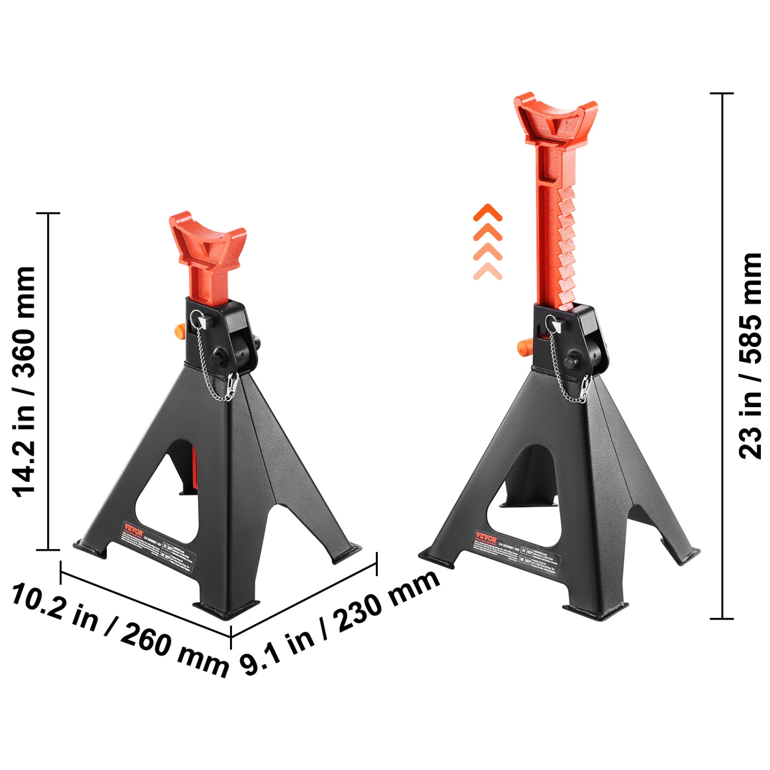 VEVOR Jack Stands, 6 Ton Capacity Car Jack Stands Double Locking, 14.2 -23 inch Adjustable Height, for lifting SUV, Pickup Truck, Car and UTV/ATV,