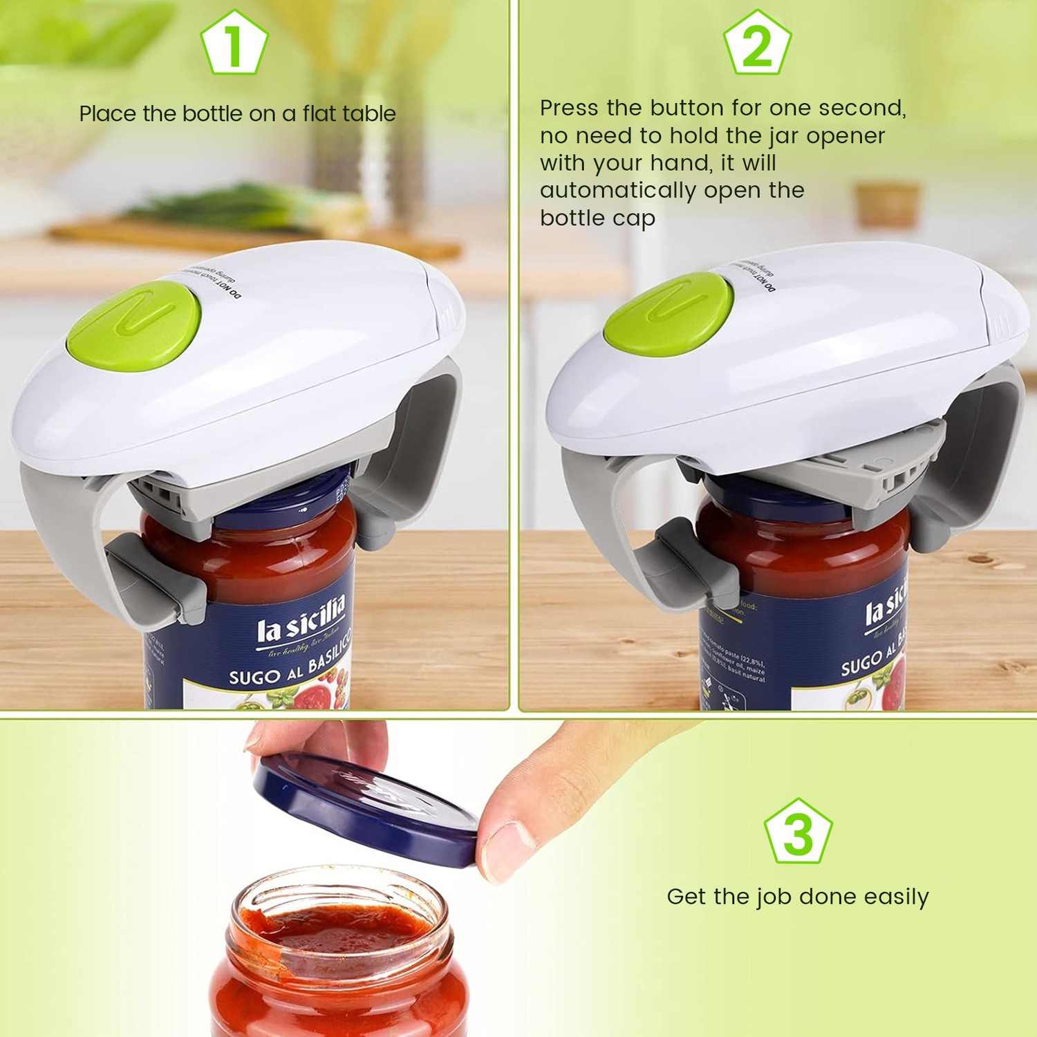 Electric Can Opener, Sturdy and Durable Sealed Jar Kitchen Gadget