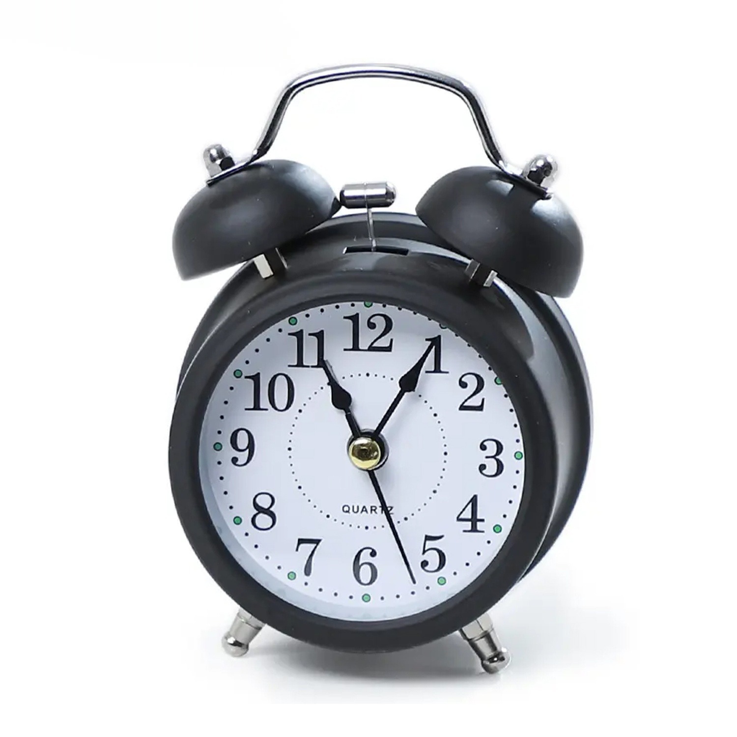 Réveille-matin rétro, réveil de voyage silencieux, réveil rond en métal avec veilleuse convenant au salon de la chambre à coucher