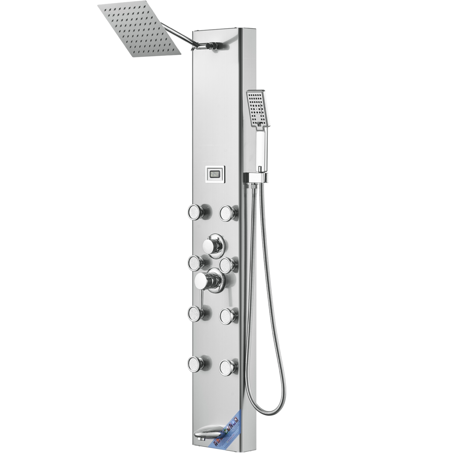 VEVOR Shower Panel System,6 Shower Modes, Digital Display Shower Panel Tower, Rainfall, 8 Massage Jets,Tub Spout,3-Setting Handheld Shower Head 59"