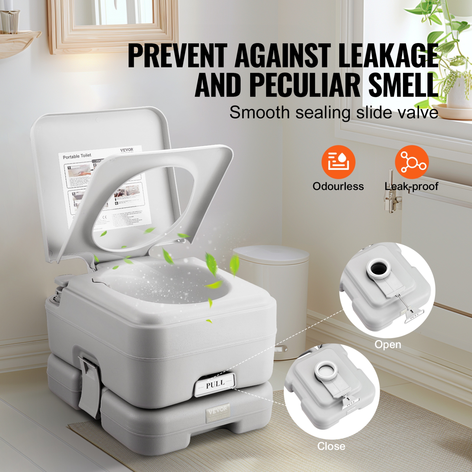 VEVOR Portable Toilet for Camping with Carry Bag, RV Toilet with 3.2 Gal Waste Tank, Push-Button Pressurized Flush Commode, Leak-proof and Odourless