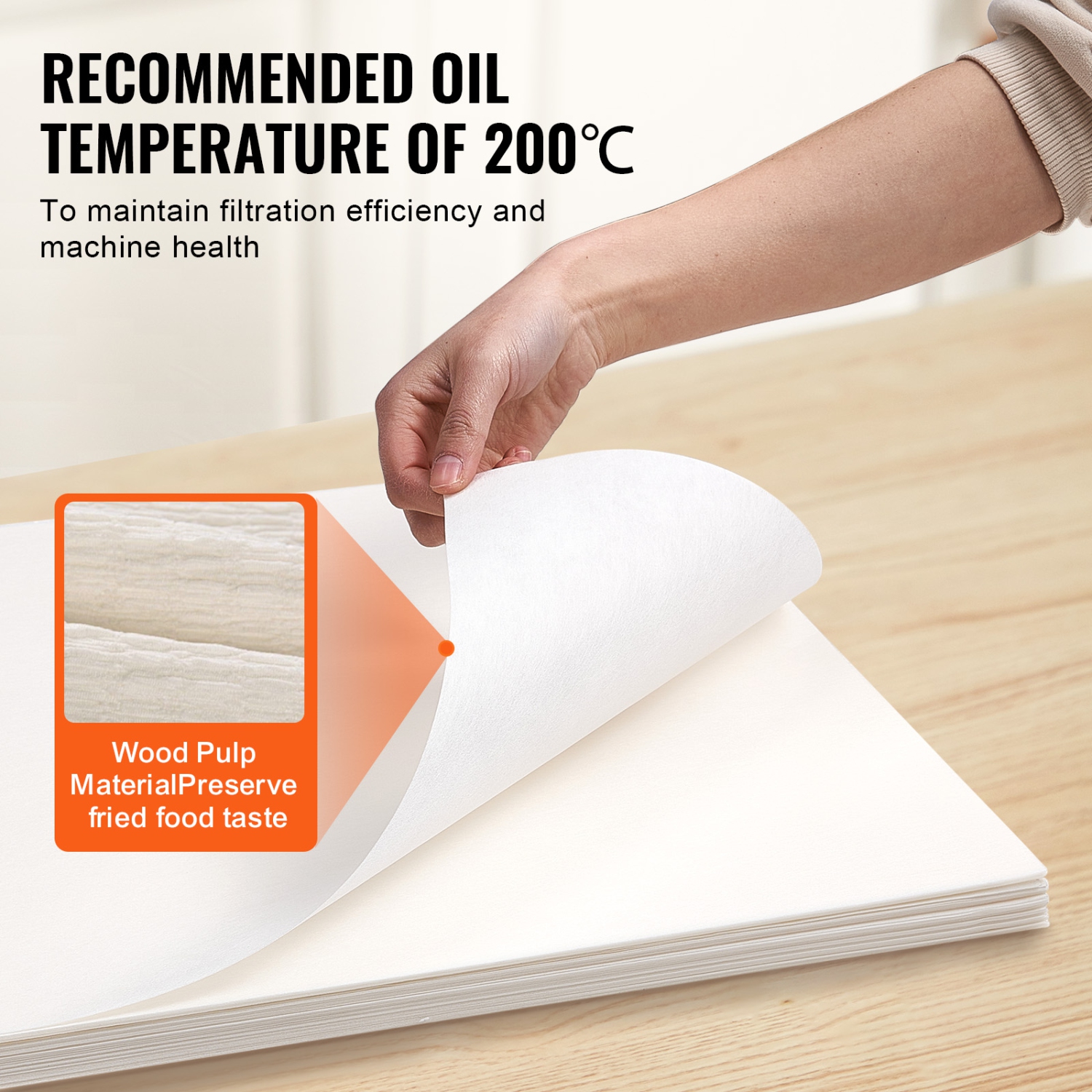 VEVOR 19.3"x16.1" Fryer Filter Paper, 100 Sheets, Replacement Deep Fryer Filter Sheets for 18L/38L Commercial Mobile Fryer Filter Machine, for