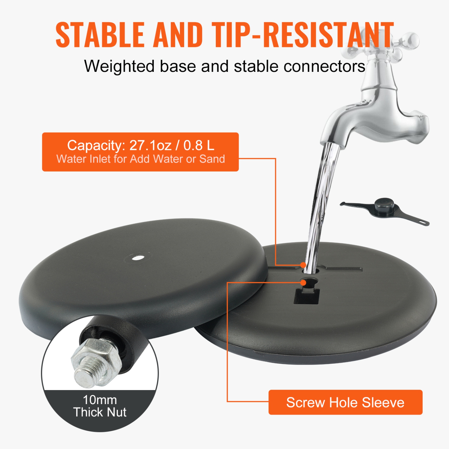 VEVOR 8.5 x 11 Inch Pedestal Sign Holder, Vertical and Horizontal Adjustable Poster Stand, Heavy-Duty Floor Standing Sign Holder with Round Base for