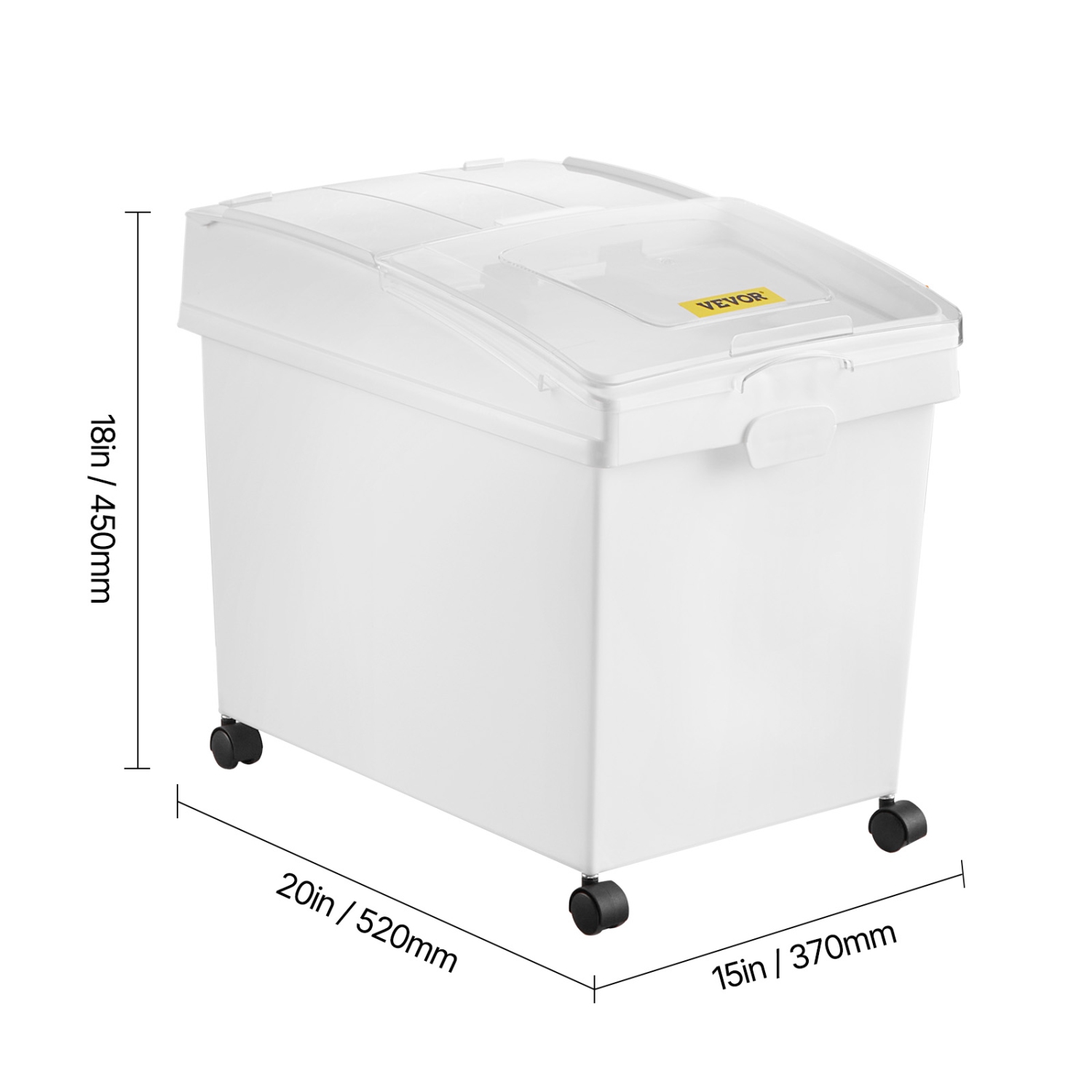 VEVOR 3 Pack Rice Storage Container, 10.5Gallon/40L x3 Capacity Food Dispenser Bin, Kitchen Ingredient Grain Flour Bin, Pet food Containers with