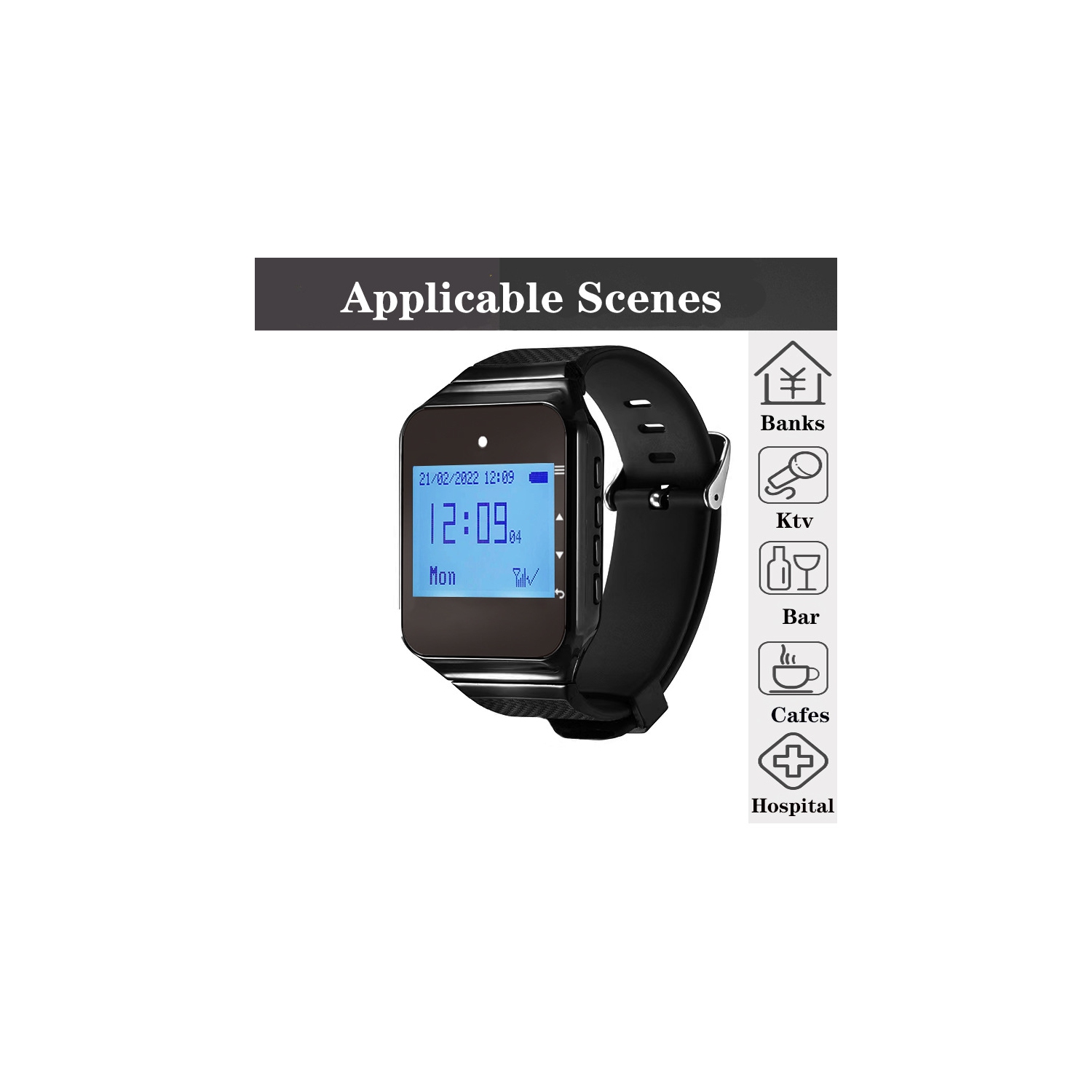 Wireless Pager Watch with 10 PCS Button Calling Watch for Nursing Home Restaurant Cafe Bar Bank