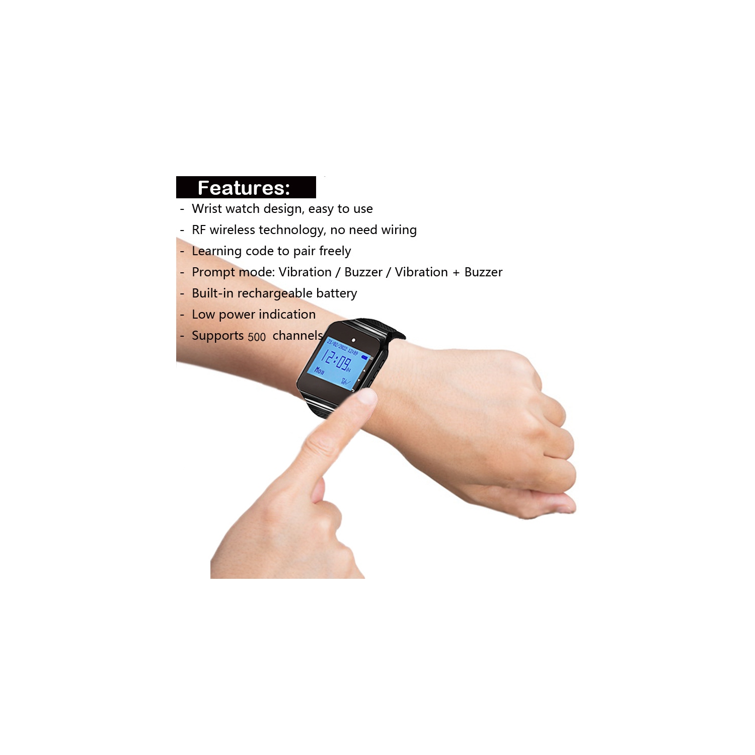 Wireless Pager Watch with 10 PCS Button Calling Watch for Nursing Home Restaurant Cafe Bar Bank
