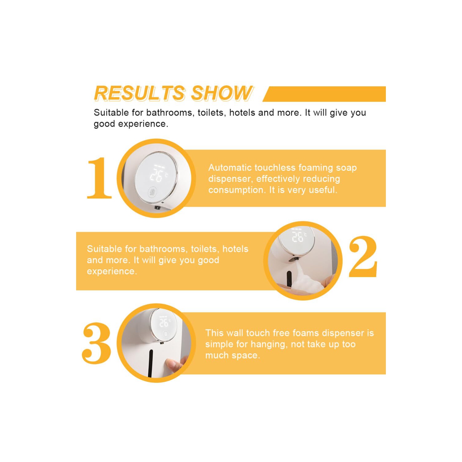 Distributeur de savon automatique Distributeur de savon sans contact Distributeur de mousse à recharge USB - Blanc