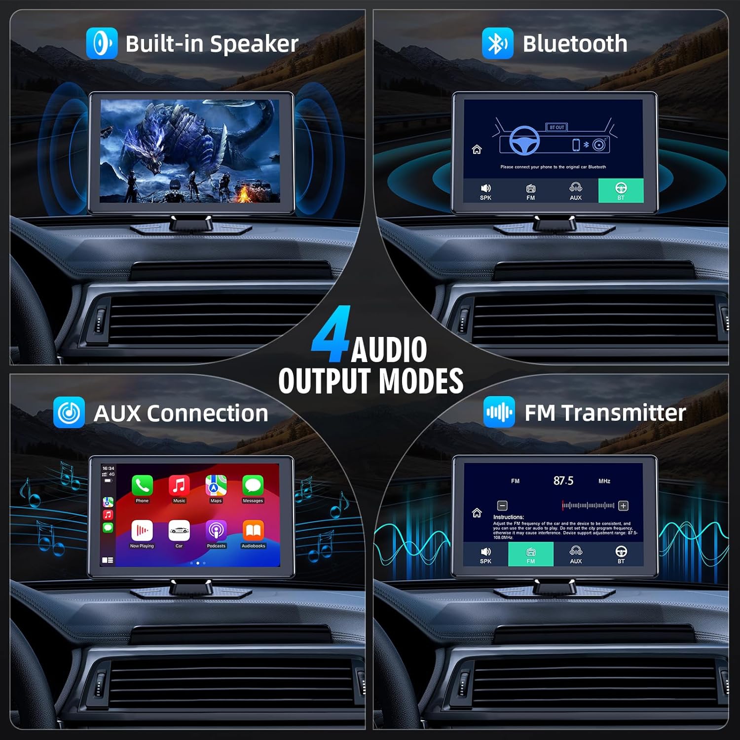 CarPlay sans fil, CarPlay à écran tactile de 9&nbsp;po, Chaîne stéréo pour l'auto avec Apple CarPlay et Android Auto, Mirror Link, Navigation