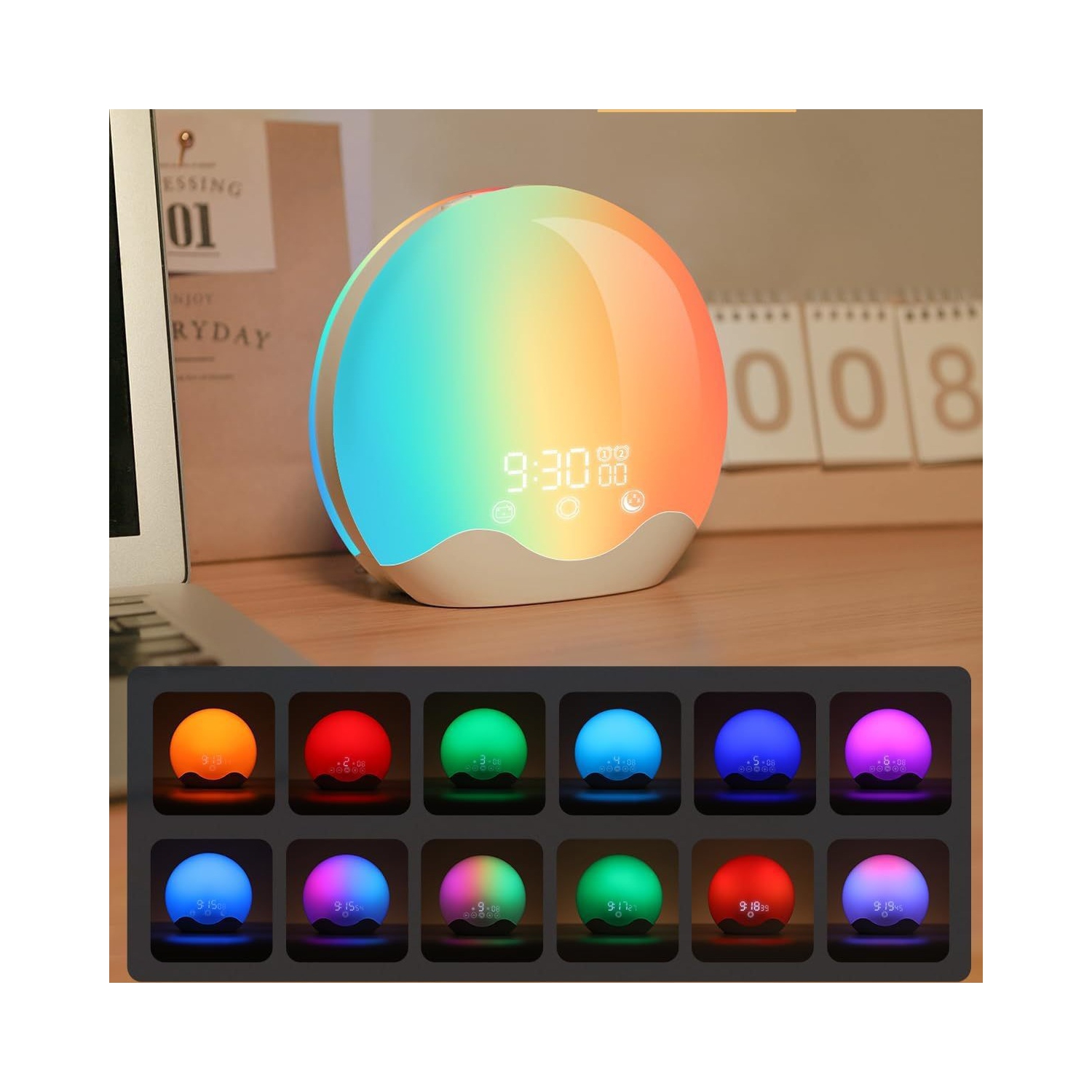 Réveille-matin Lumière de réveil ambiance colorée LED avec veilleuse