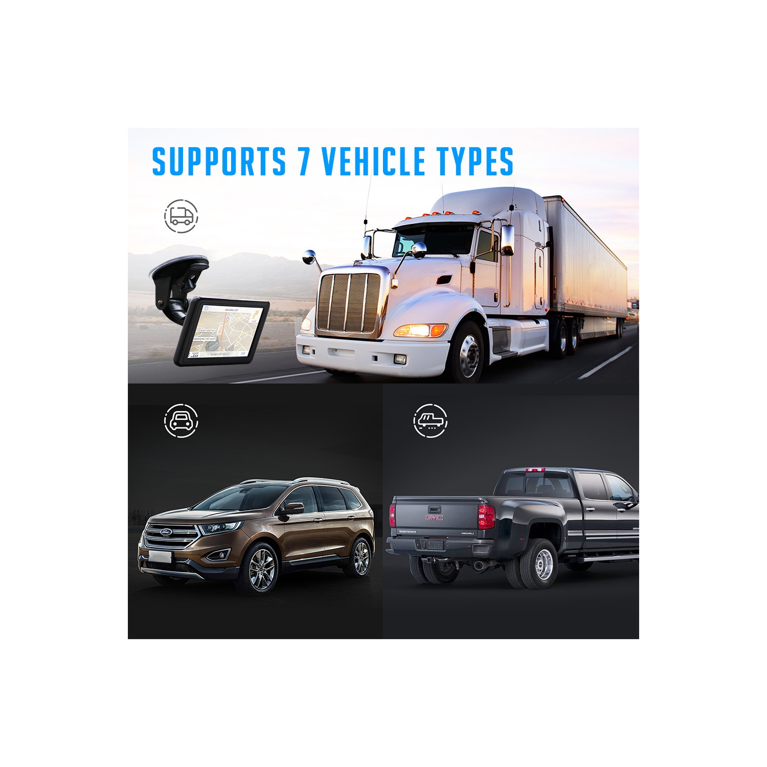 Système de navigation portatif de 7 po pour voiture