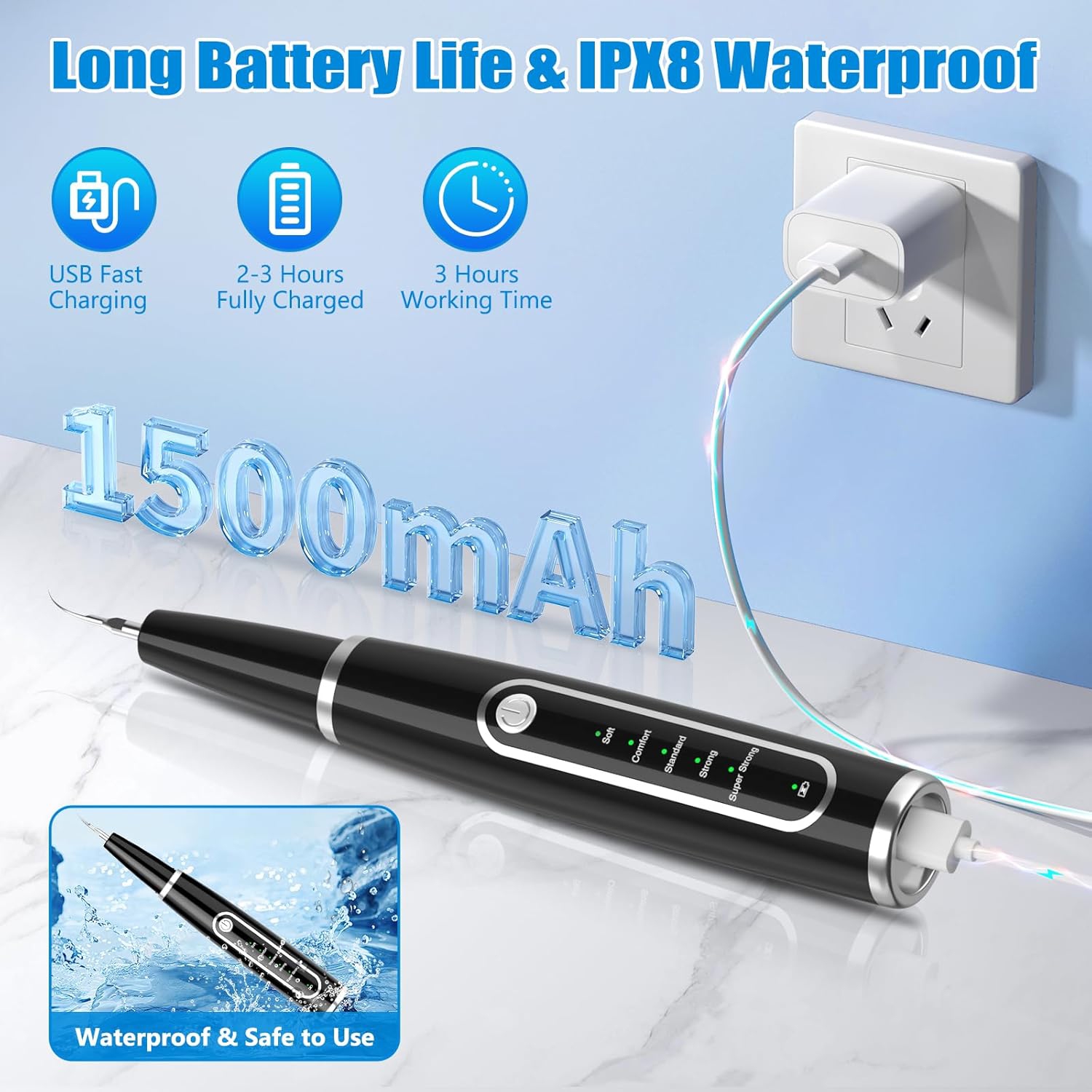 Dog Plaque Remover for Teeth,Dog Teeth Cleaning Kit with LED Light and 5 Modes,Teeth Cleaner for Dogs & Cats